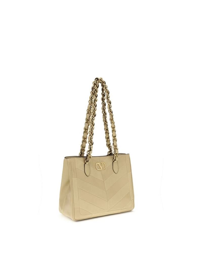 Valentino Garavani Gold Calf Leather Bos Taurus Shoulder Bag