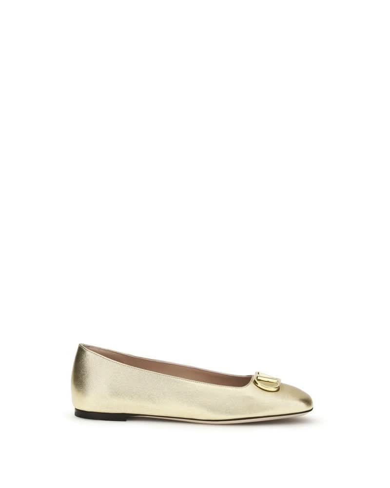 Valentino Garavani Gold Lamb Ovis Aries Ballet Flats Glam Steals
