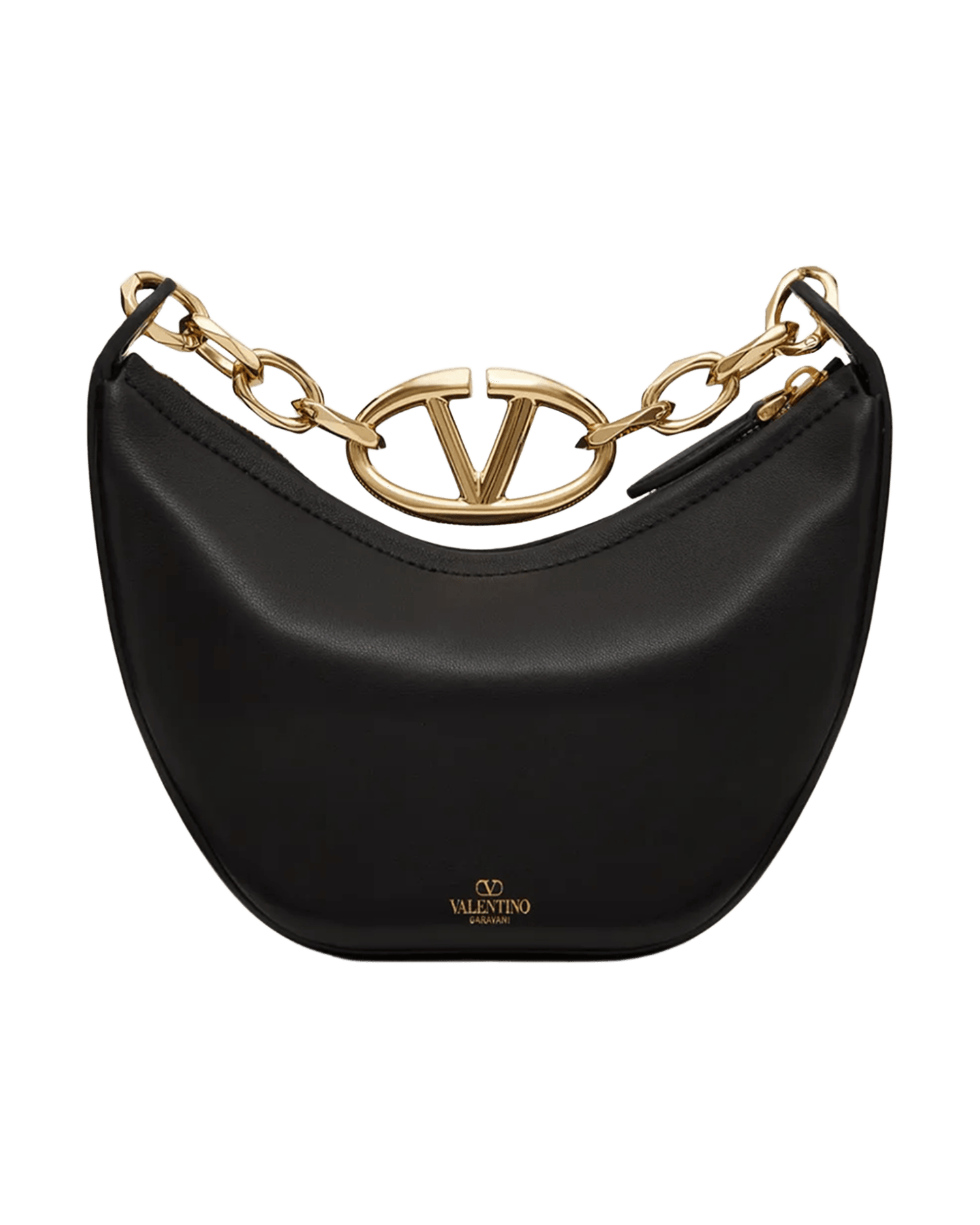 Valentino Garavani Black Leather Mini Hobo Vlogo Shoulder Bag Glam Steals