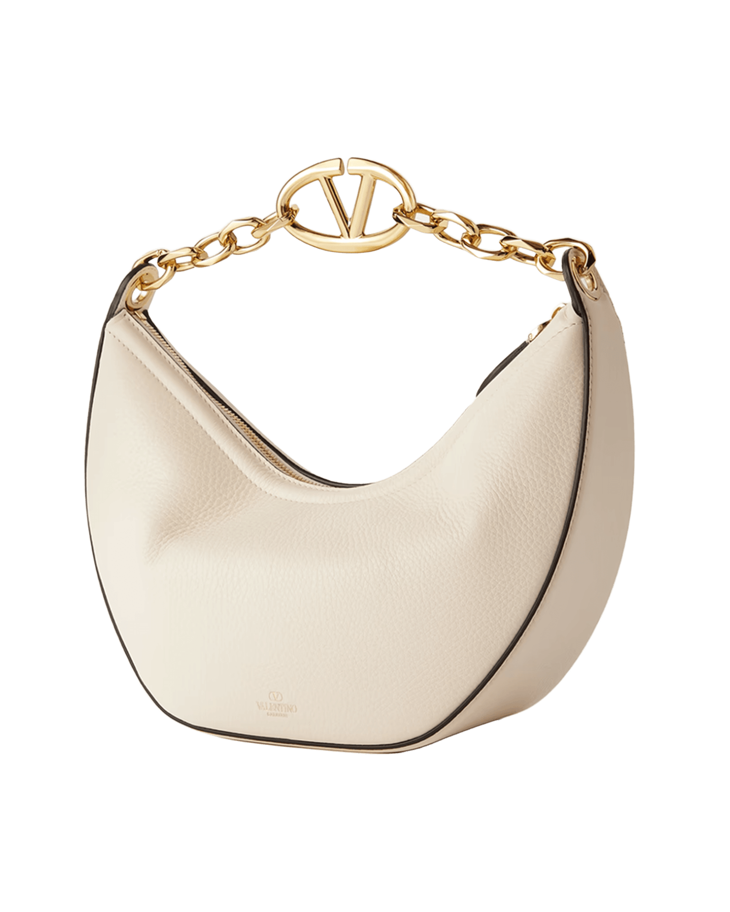 Valentino Garavani Leather Small Hobo Vlogo Shoulder Ivory Bag Glam Steals