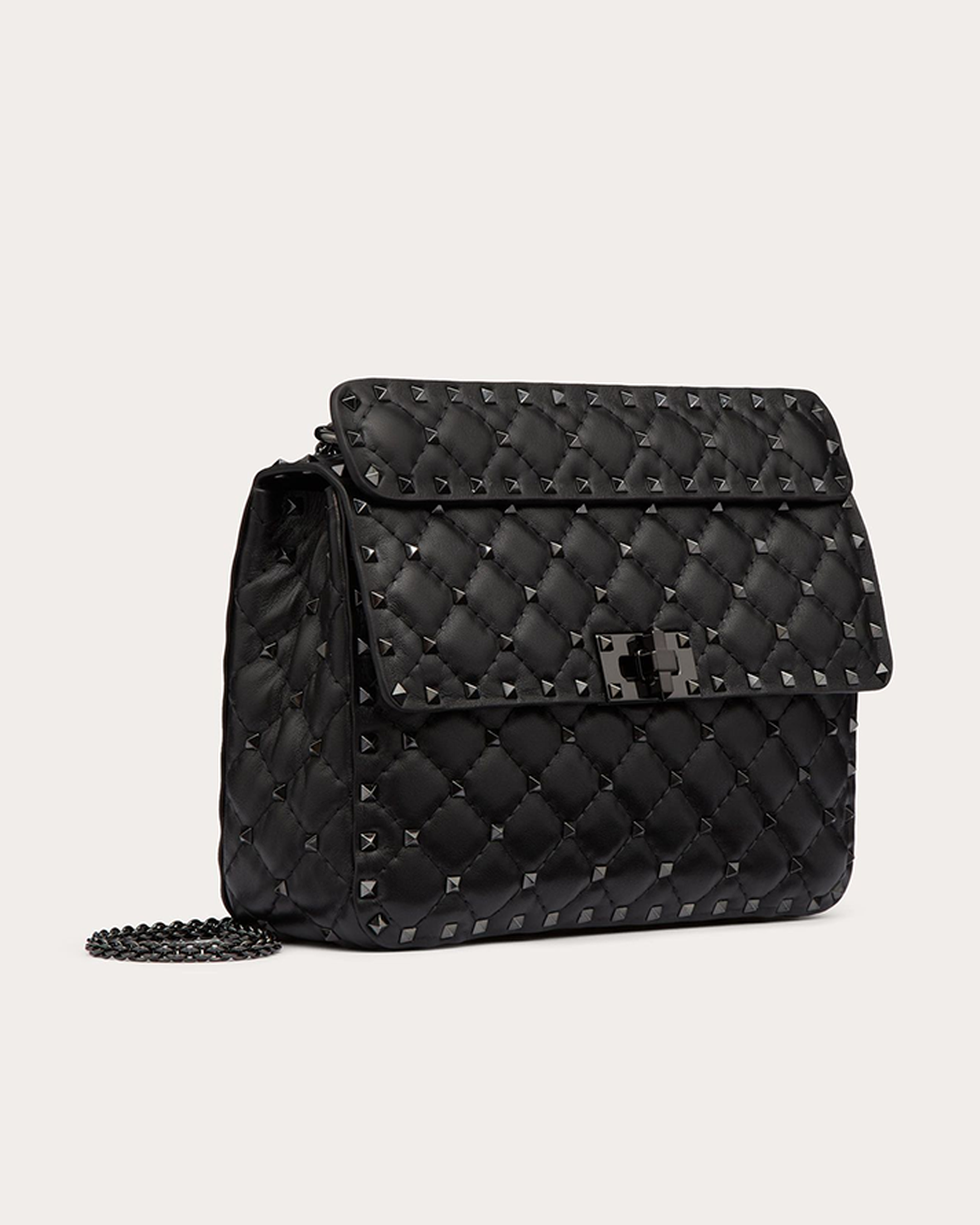 Valentino Garavani Nappa Leather Medium Rockstudt Spike Black Bag Glam Steals