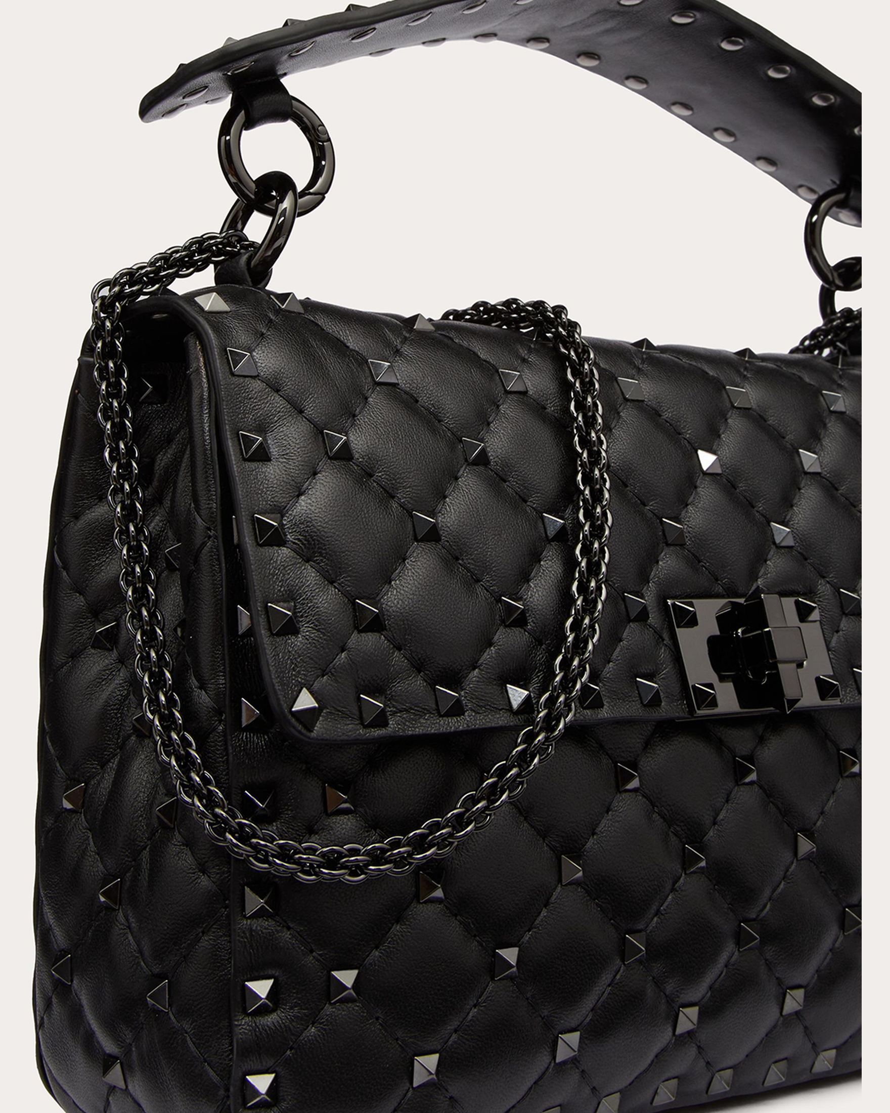 Valentino Garavani Nappa Leather Medium Rockstudt Spike Black Bag Glam Steals