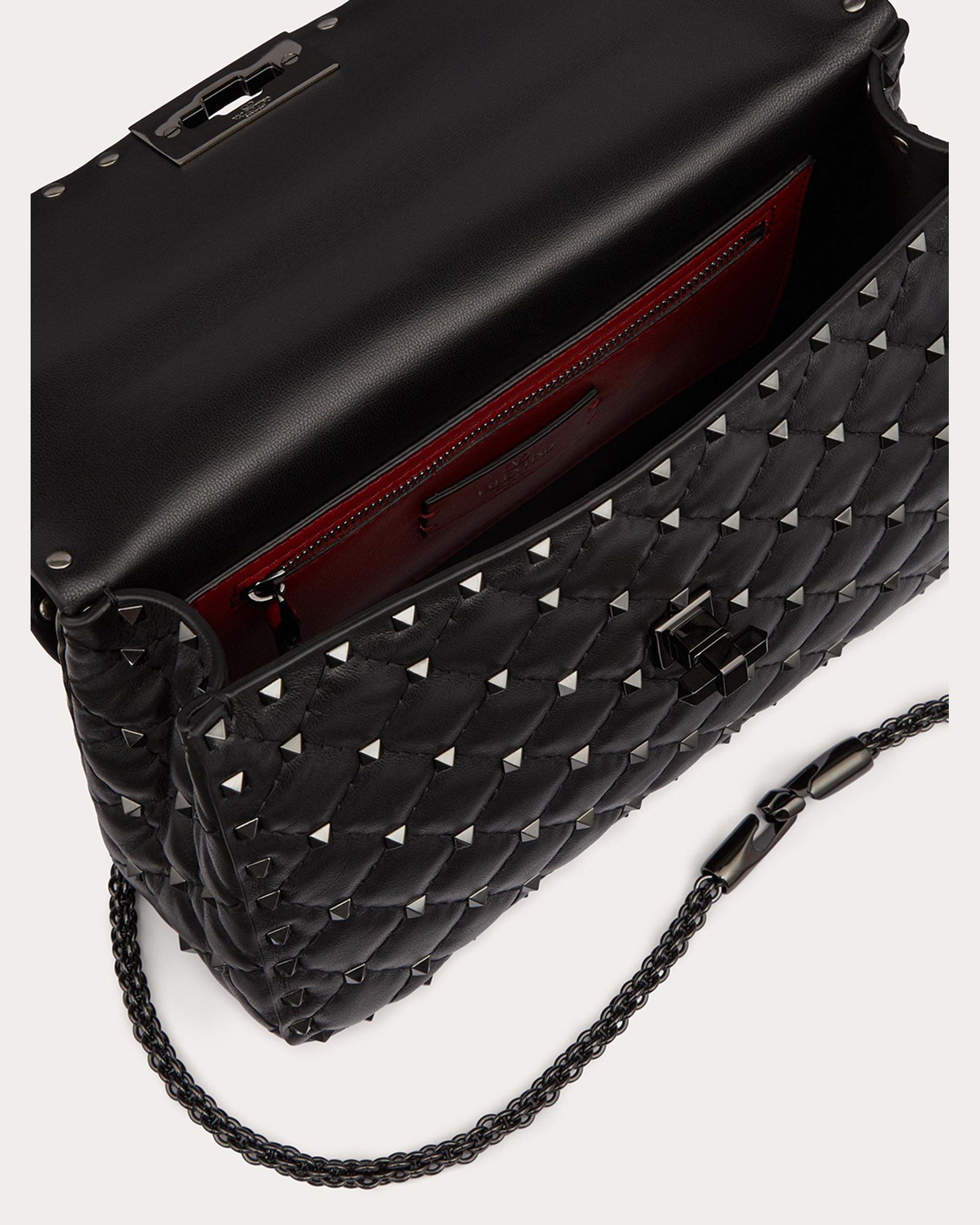 Valentino Garavani Nappa Leather Medium Rockstudt Spike Black Bag Glam Steals