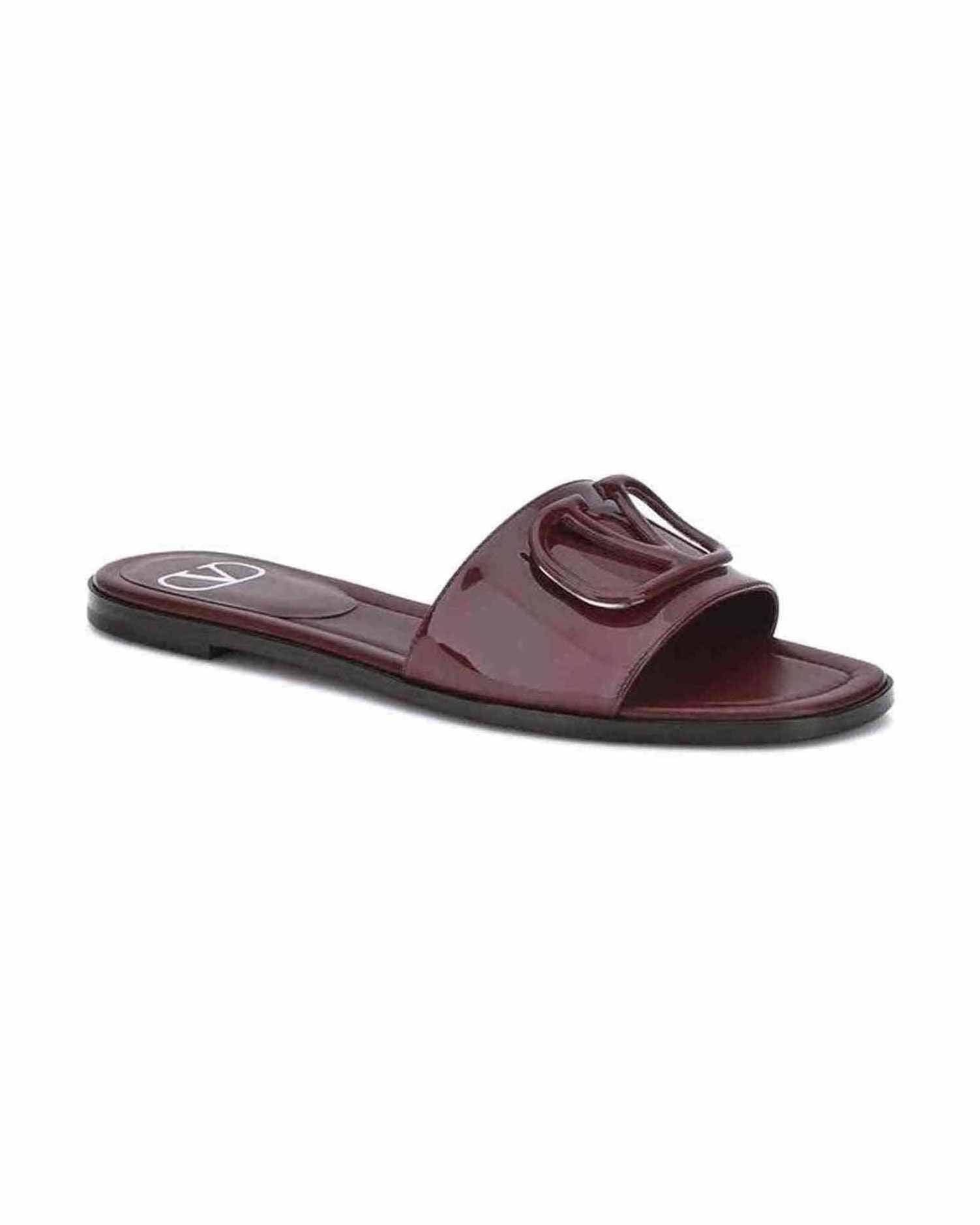 Valentino Garavani Patent Leathe Vlogo Slide Sandals Glam Steals