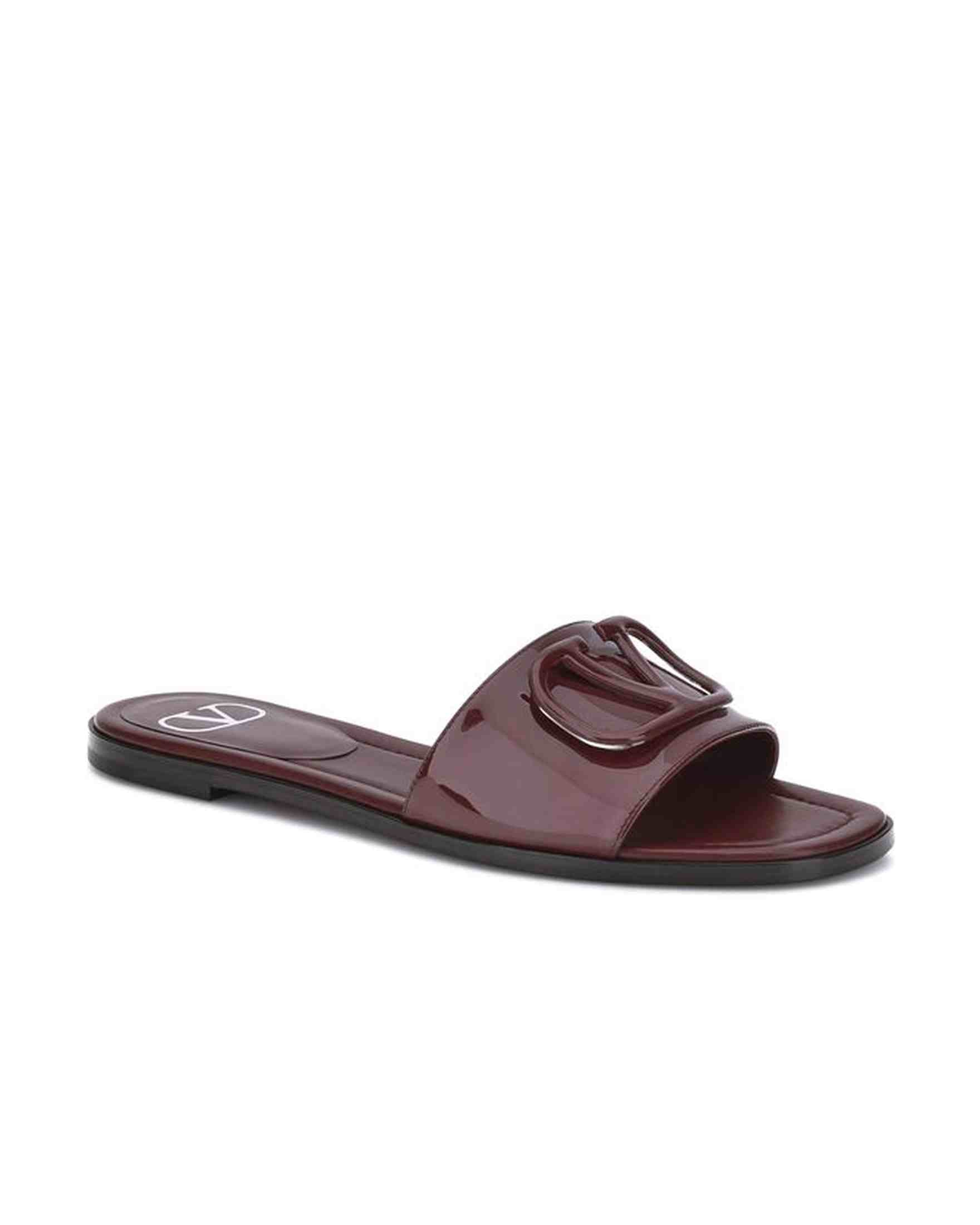 Valentino Garavani Patent Leathe Vlogo Slide Sandals Glam Steals