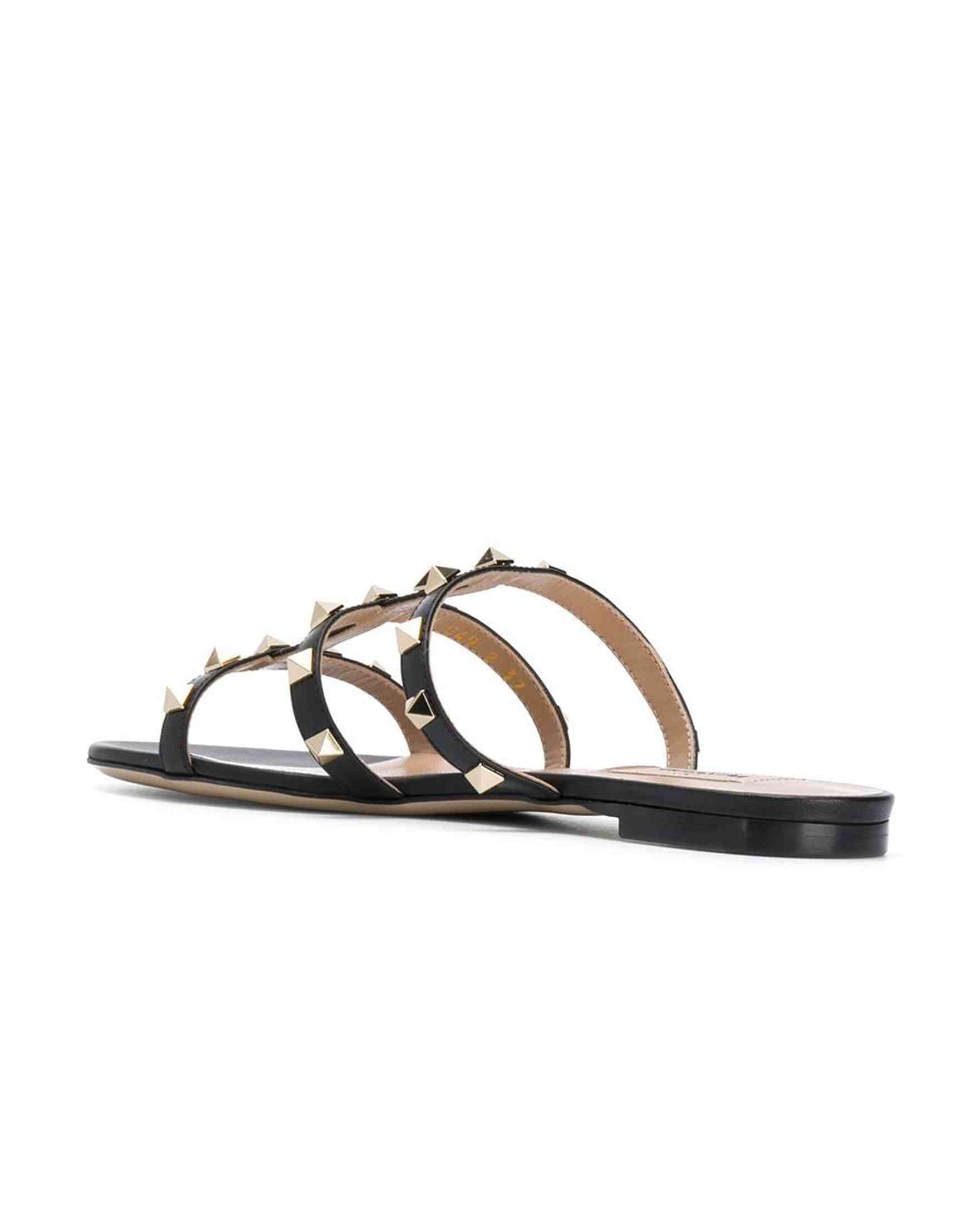 Valentino Garavani Rockstud Low Slide Sandals in Calfskin Glam Steals