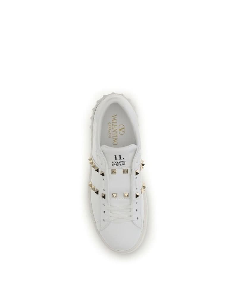 Valentino Garavani White Calf Leather Bos Taurus Platform Sneakers