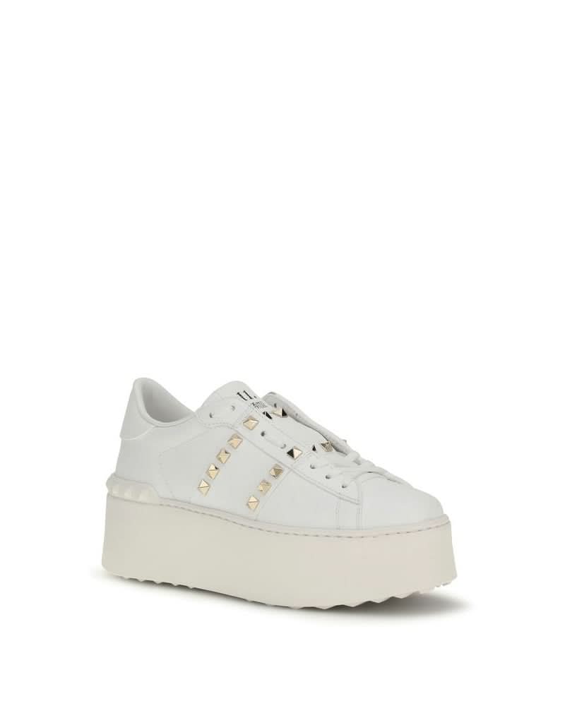 Valentino Garavani White Calf Leather Bos Taurus Platform Sneakers