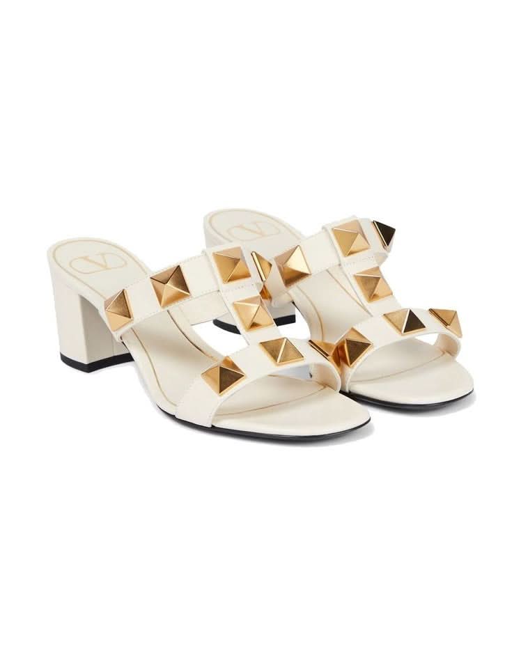 Valentino Garavani White Calfskin Platform Sandals Heels