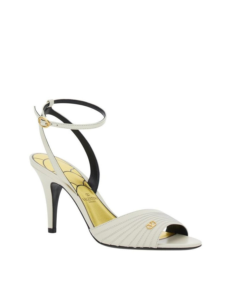 Valentino Garavani White Leather Stiletto Heel Sandals Glam Steals