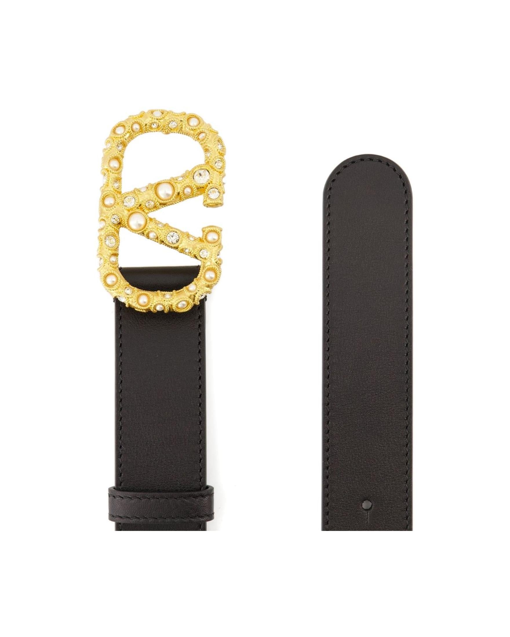 Valentino Leather Garavani Crystal Embellishment Vlogo Signature Belt Glam Steals