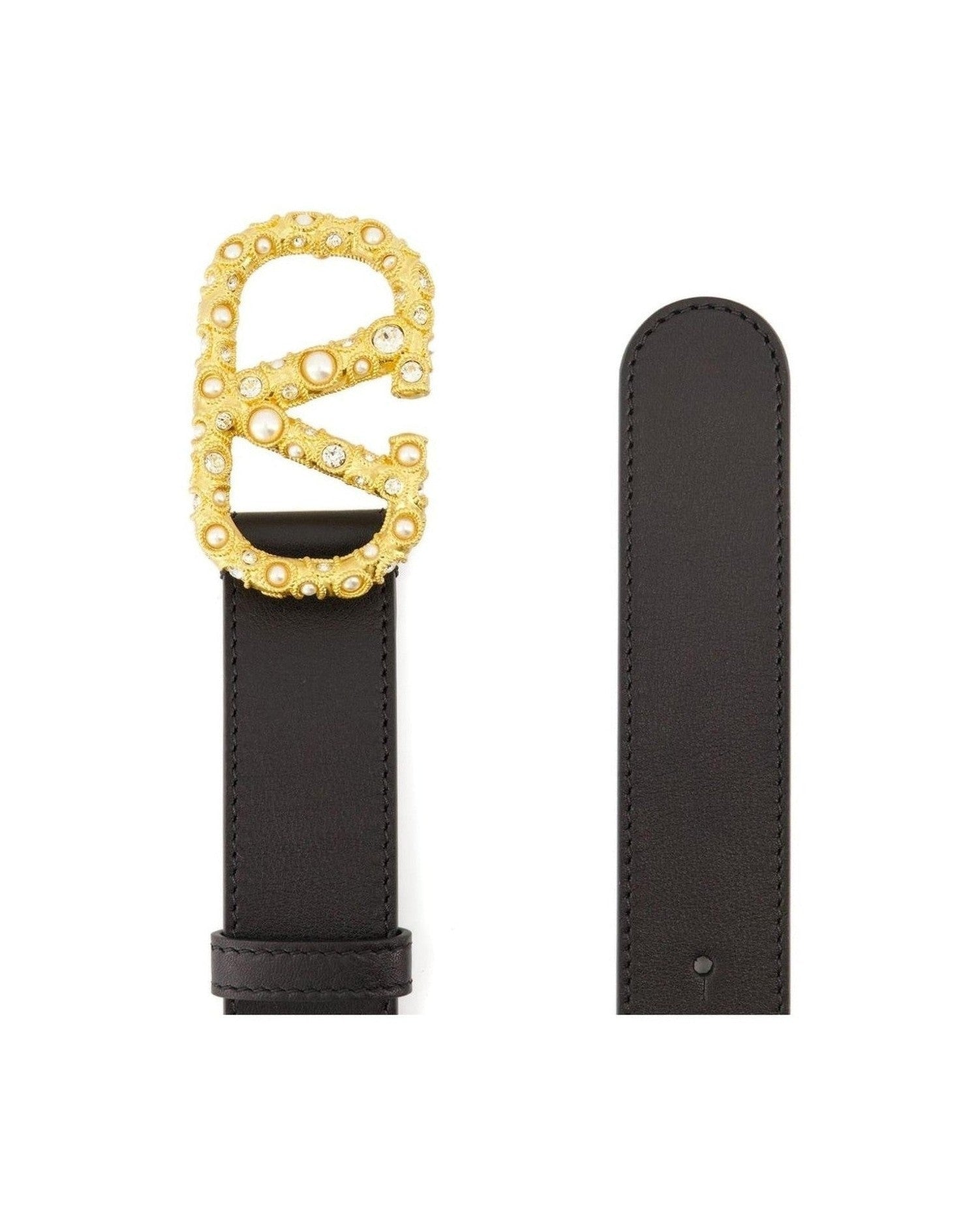 Valentino Leather Garavani Crystal Embellishment Vlogo Signature Belt Glam Steals