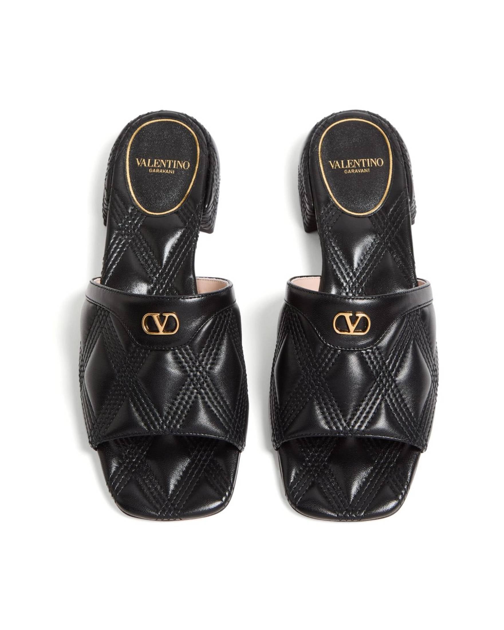 Valentino Leather Garavani Quiltie 67 Slide Sandals in 60mm Quilted Nappa Glam Steals