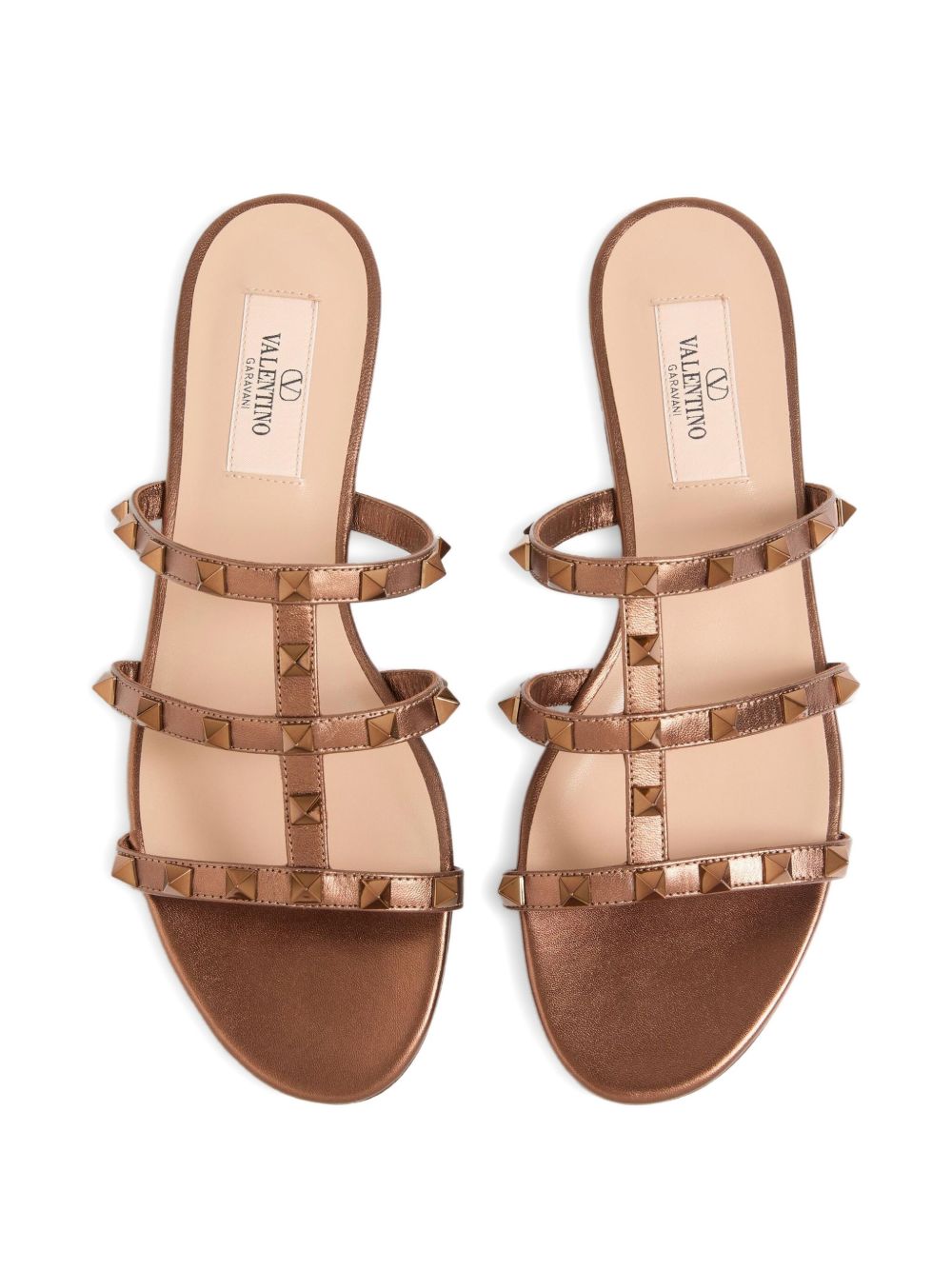 Valentino Leather Garavani Rockstud Low Slide Sandals in Laminated Nappa Glam Steals