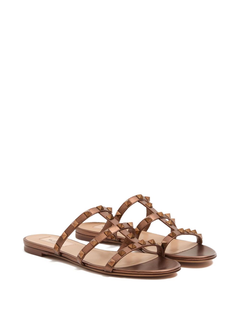 Valentino Leather Garavani Rockstud Low Slide Sandals in Laminated Nappa Glam Steals