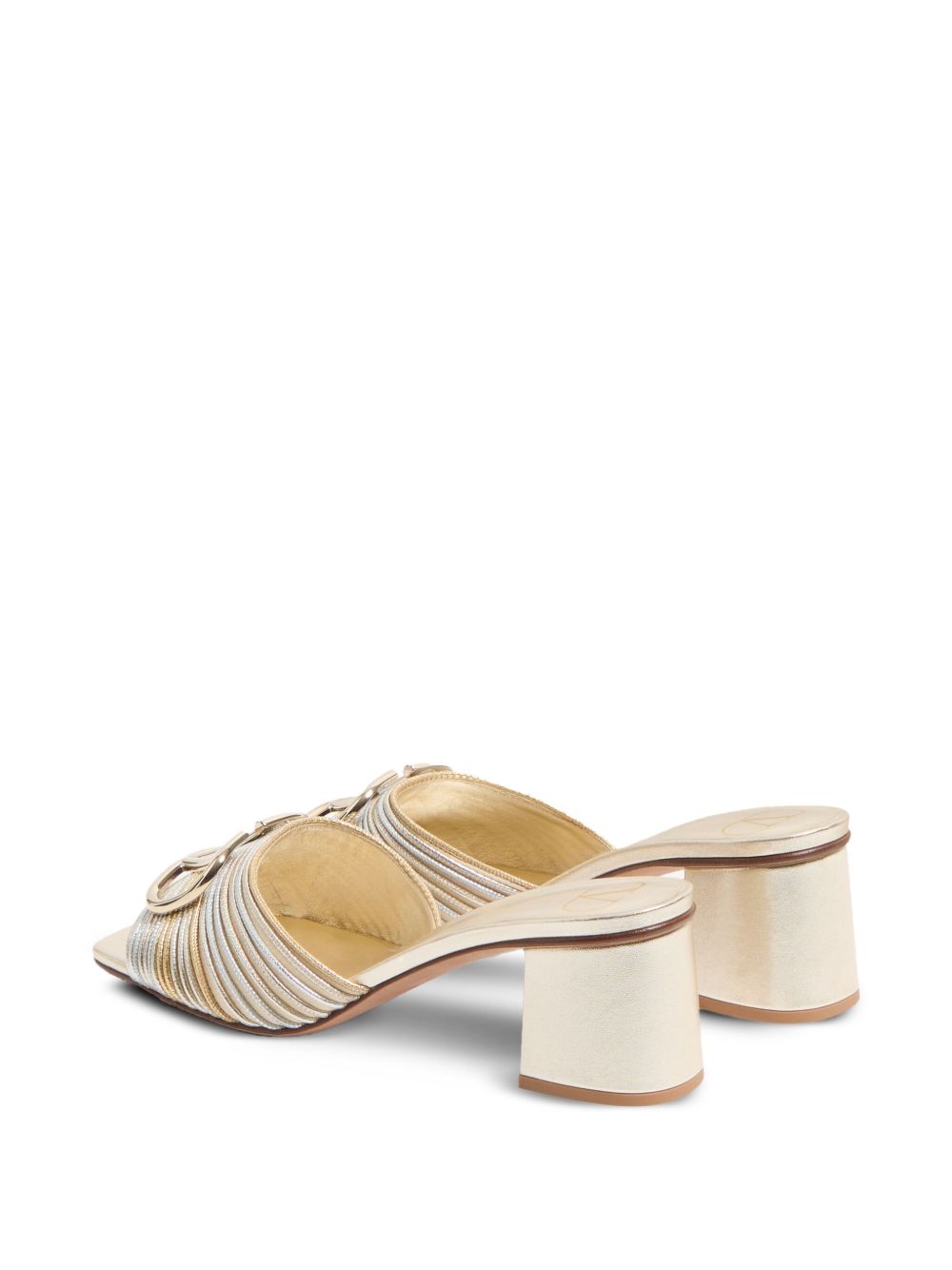 Valentino Metallic Garavani Vlogo Signature Slide Sandals with Cornely Embroidery 60mm Glam Steals