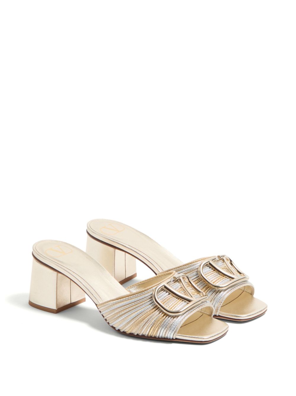 Valentino Metallic Garavani Vlogo Signature Slide Sandals with Cornely Embroidery 60mm Glam Steals