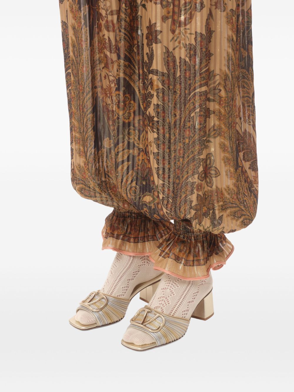 Valentino Metallic Garavani Vlogo Signature Slide Sandals with Cornely Embroidery 60mm Glam Steals