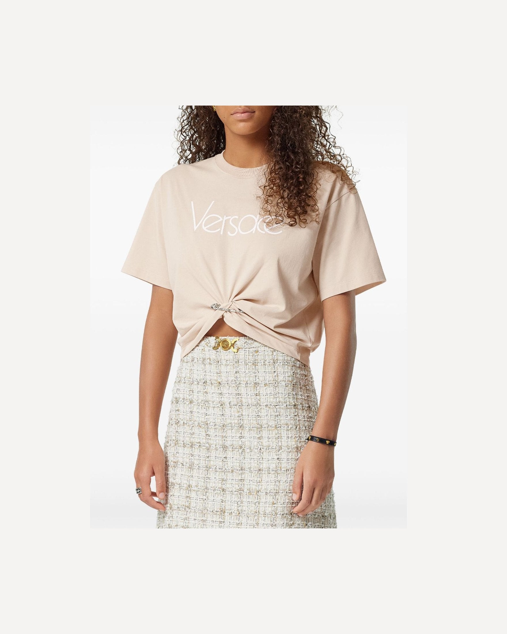 Versace 1978 Re Edition Logo Safety Pin Short T-shirt Glam Steals