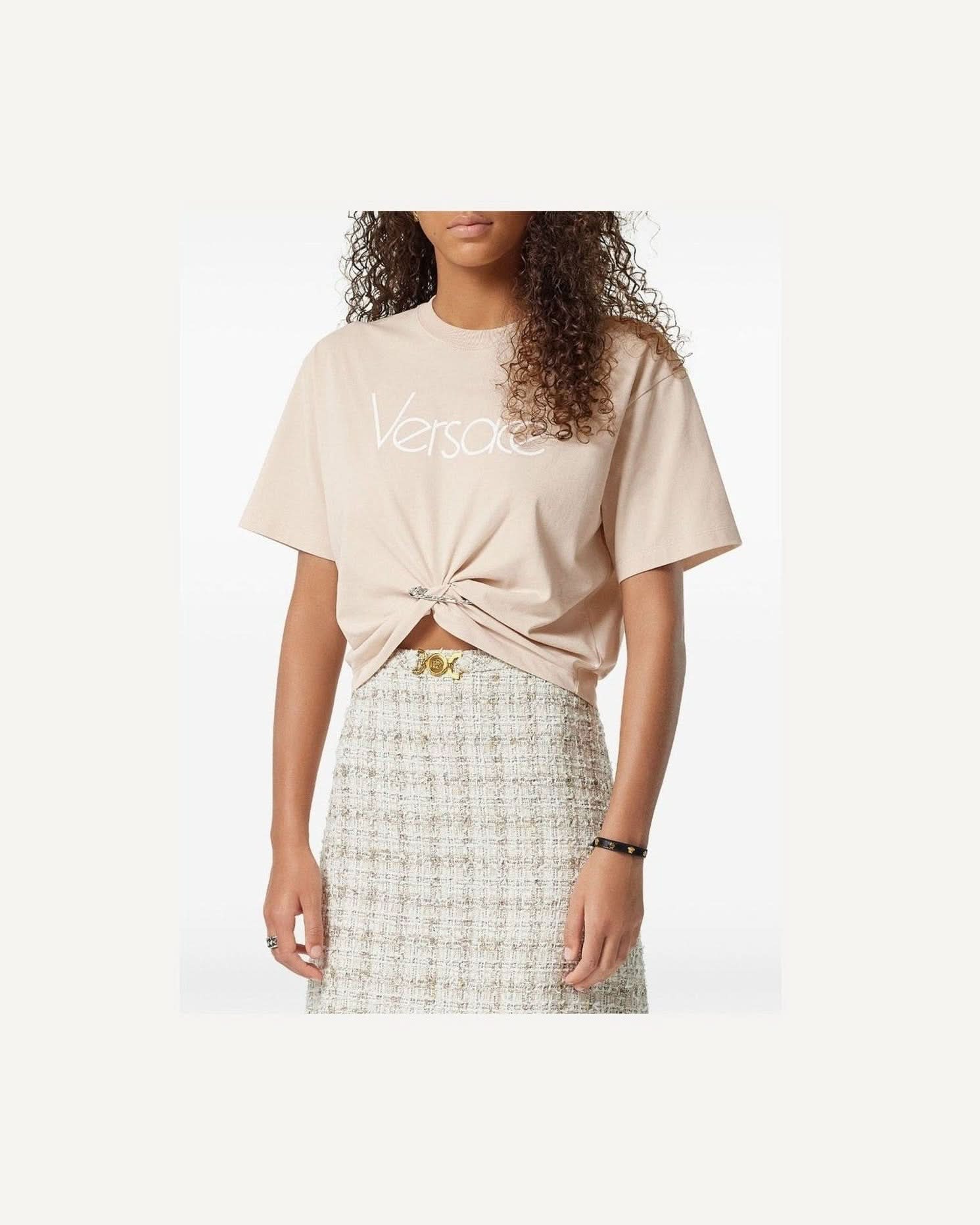 Versace 1978 Re Edition Logo Safety Pin Short T-Shirt T-Shirts