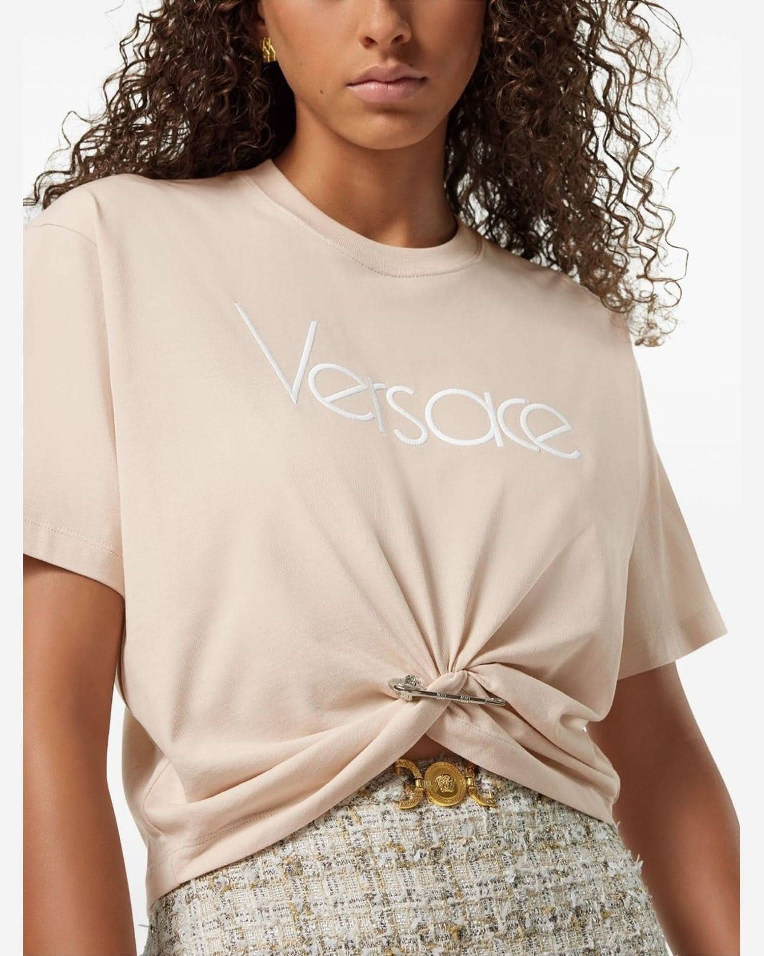 Versace 1978 Re Edition Logo Safety Pin Short T-Shirt T-Shirts