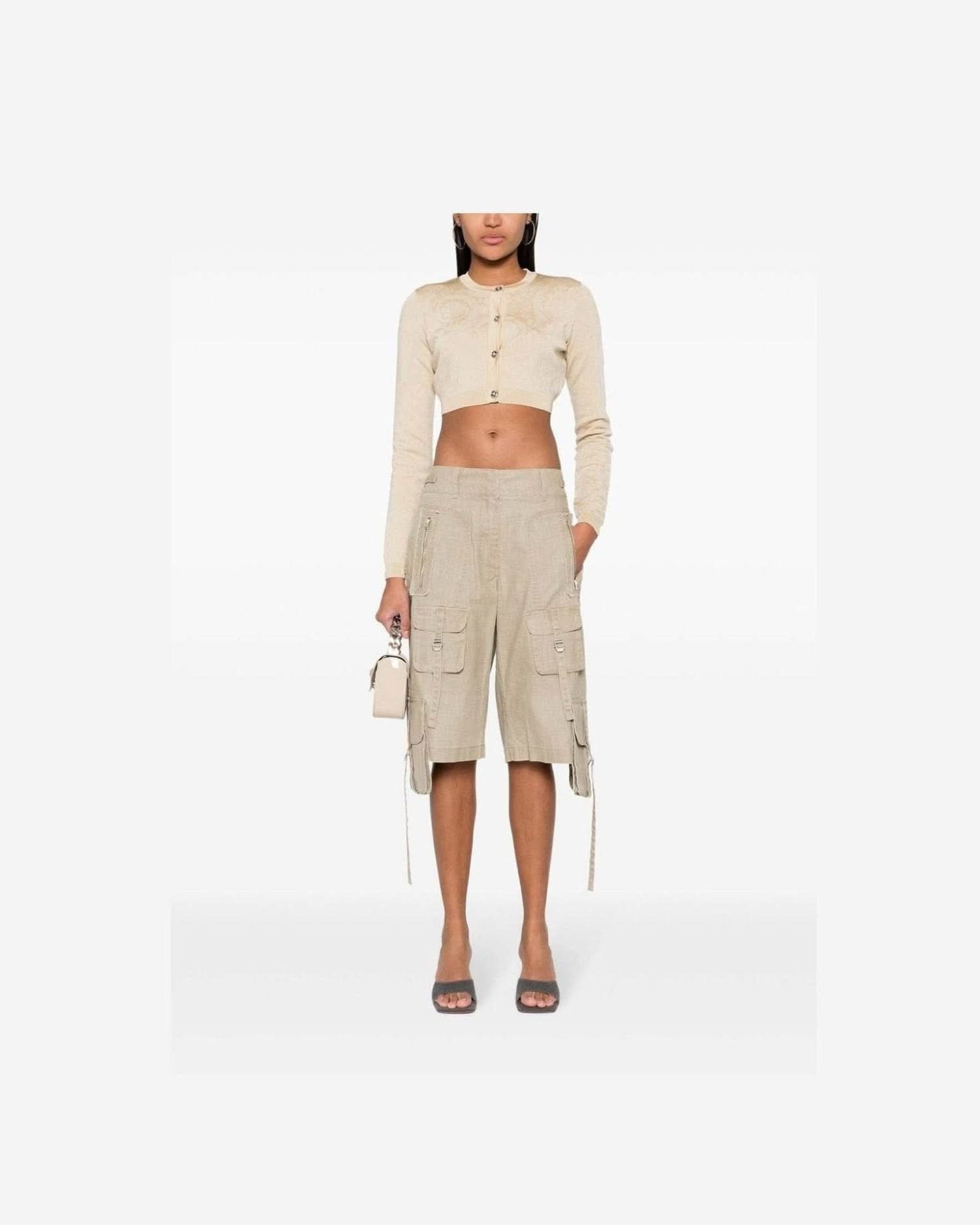 Versace Barocco Lurex Cropped Cardigan Cardigans