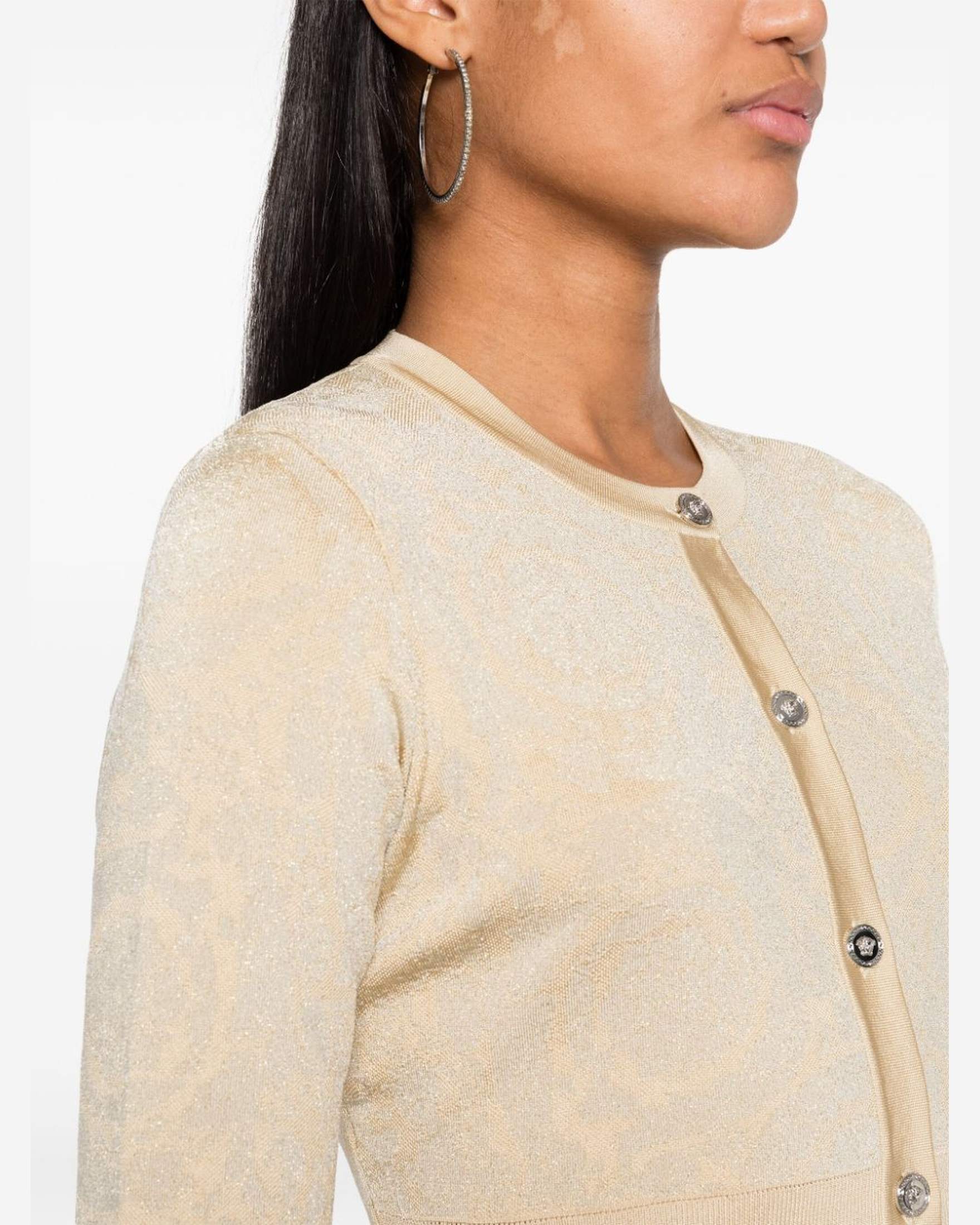 Versace Barocco Lurex Cropped Cardigan Glam Steals