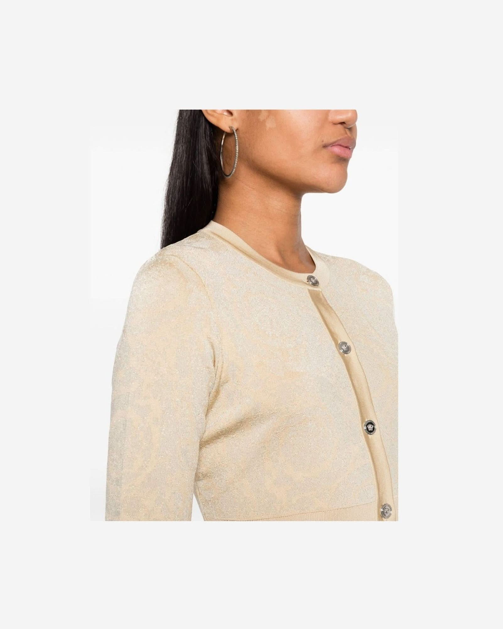 Versace Barocco Lurex Cropped Cardigan Cardigans