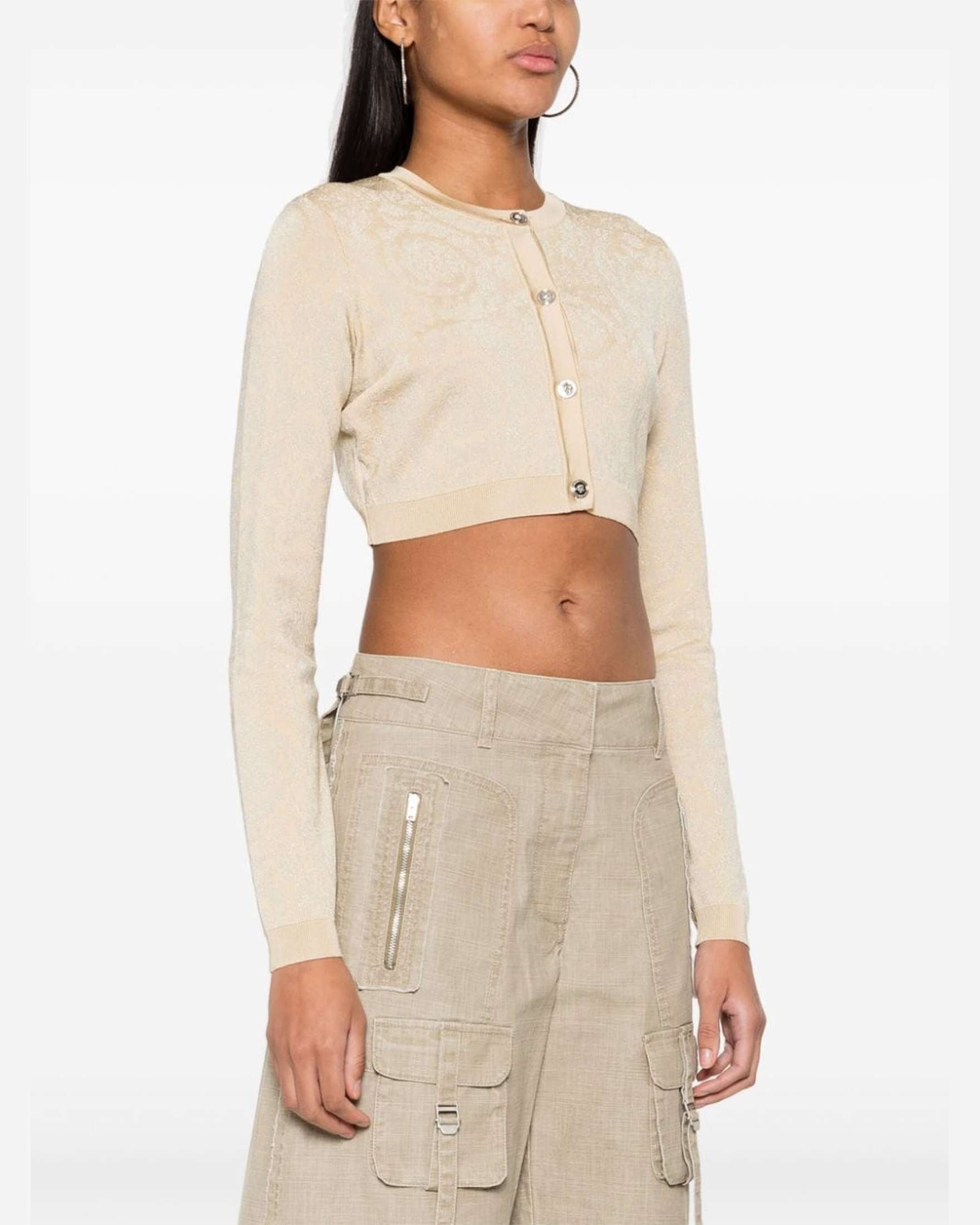 Versace Barocco Lurex Cropped Cardigan Glam Steals