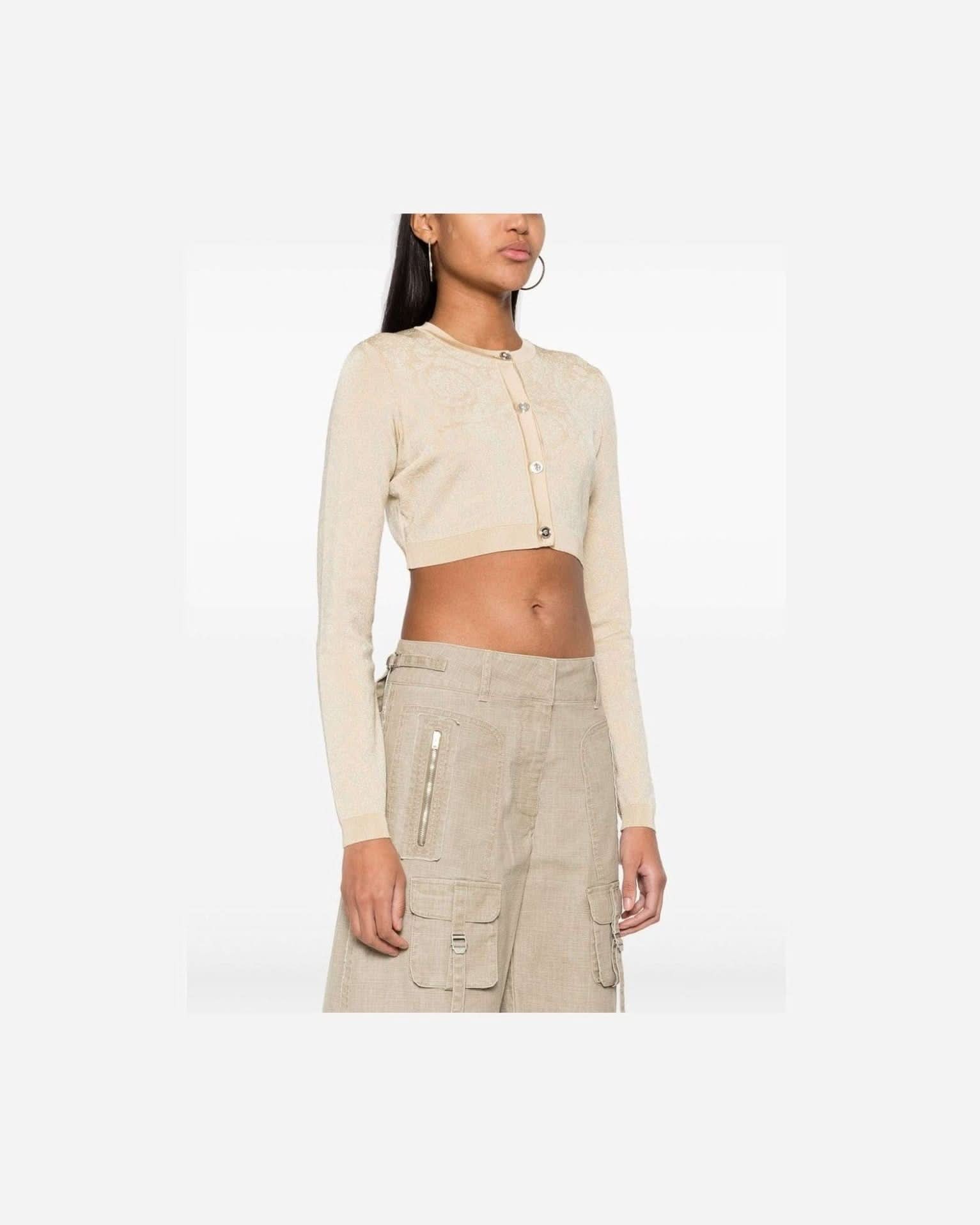 Versace Barocco Lurex Cropped Cardigan Cardigans