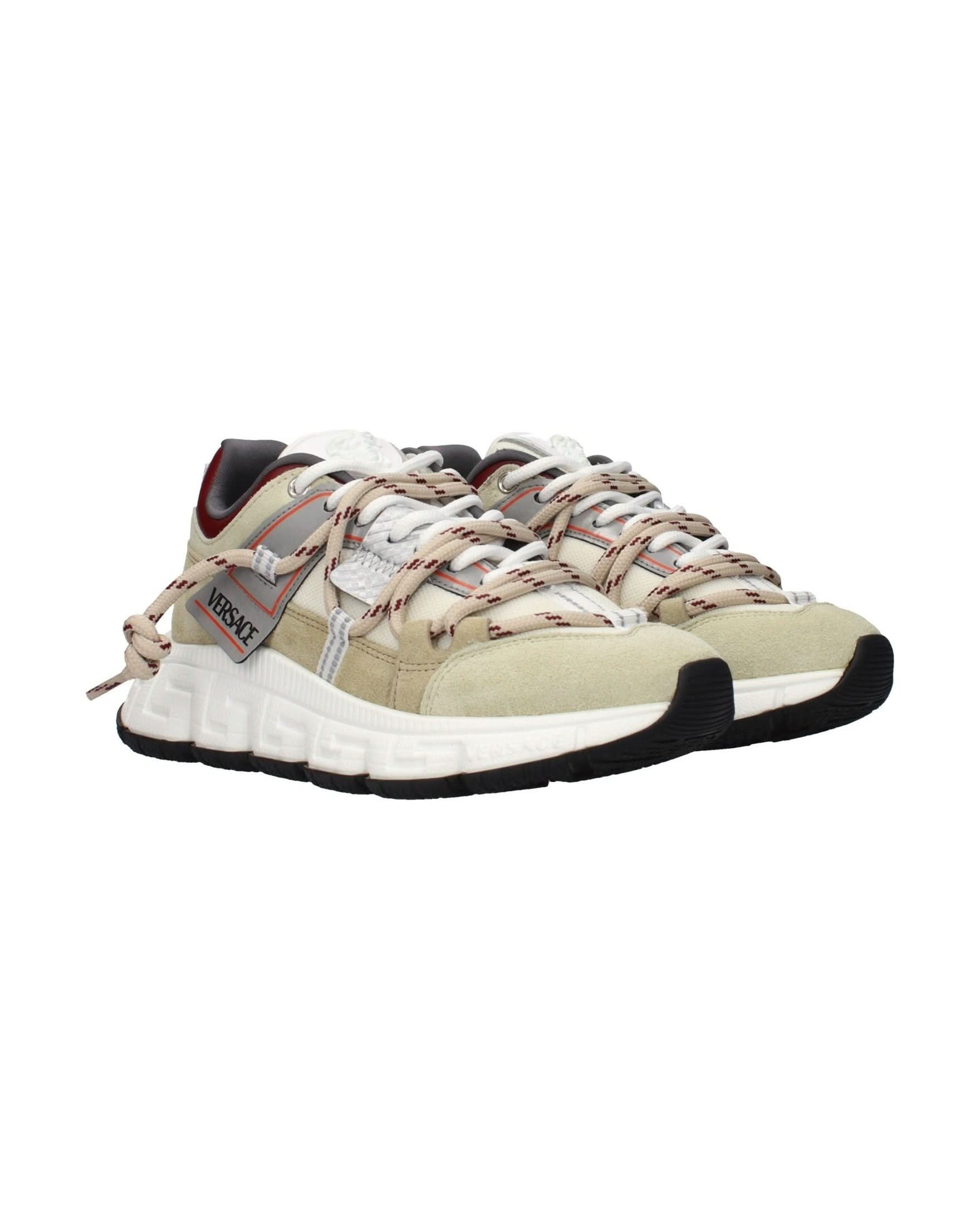 Versace Beige Leather Chunky Sneakers