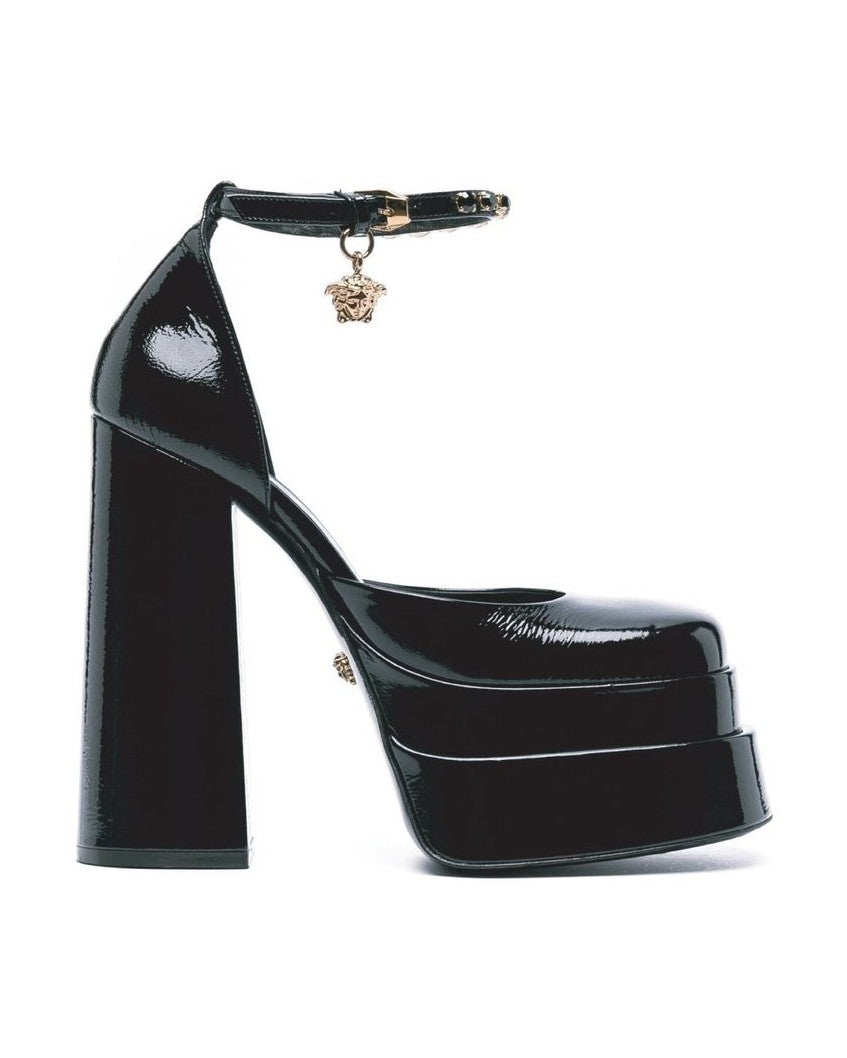 Versace Black Calfskin Platform Pumps Glam Steals