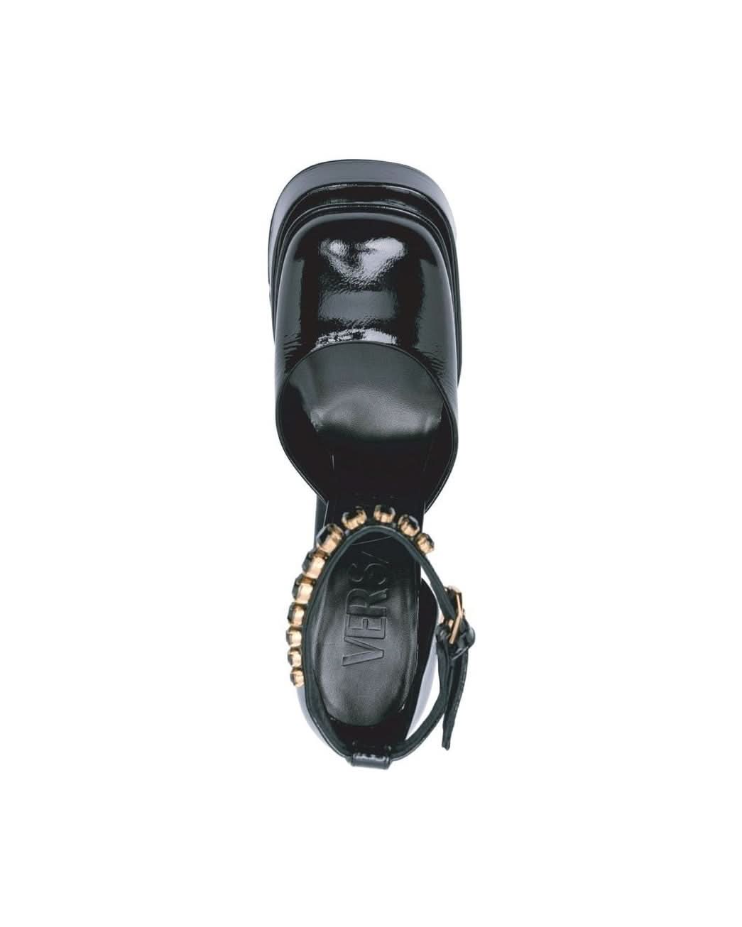 Versace Black Calfskin Platform Pumps Heels