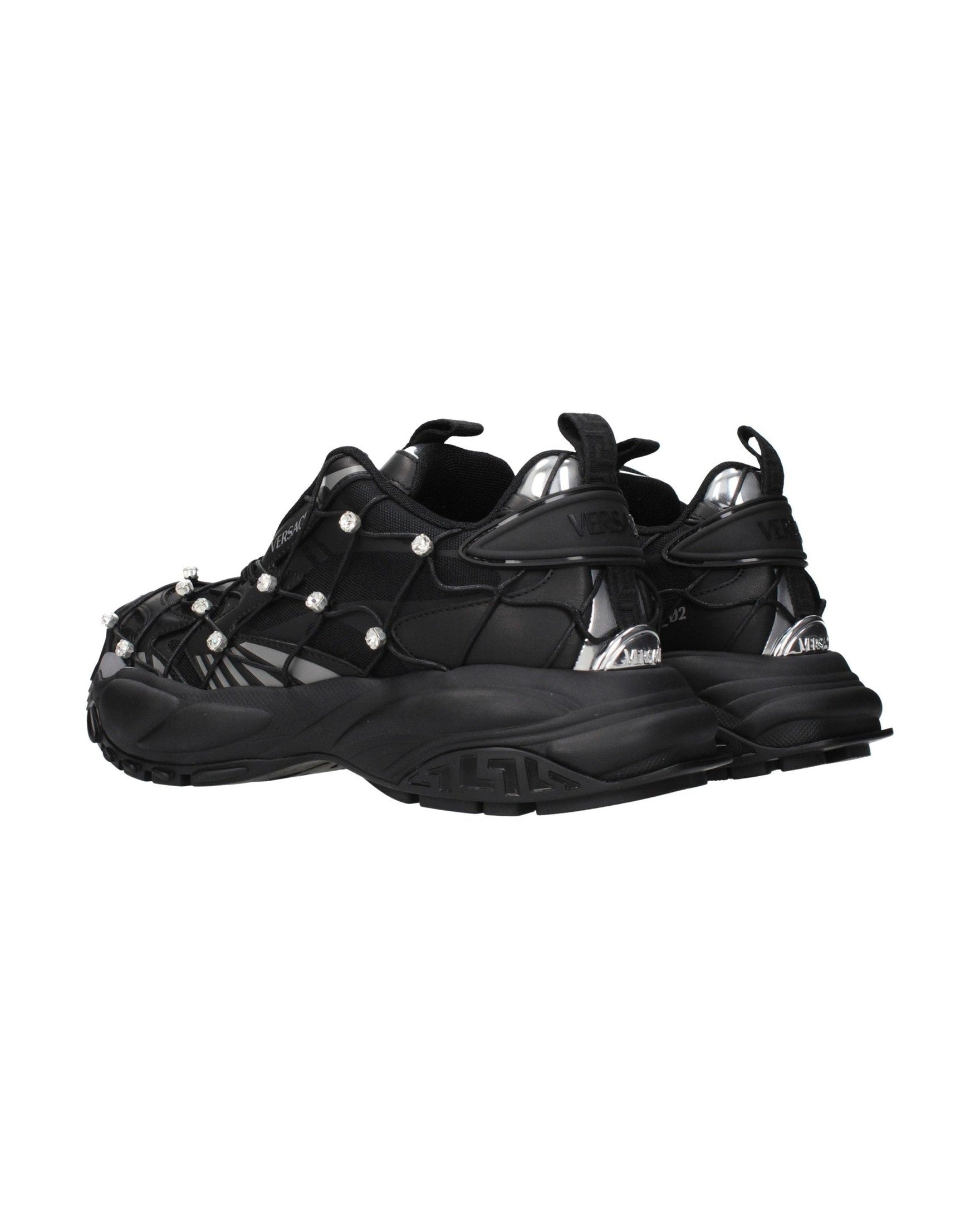 Versace Black Fabric Chunky Sneakers Glam Steals