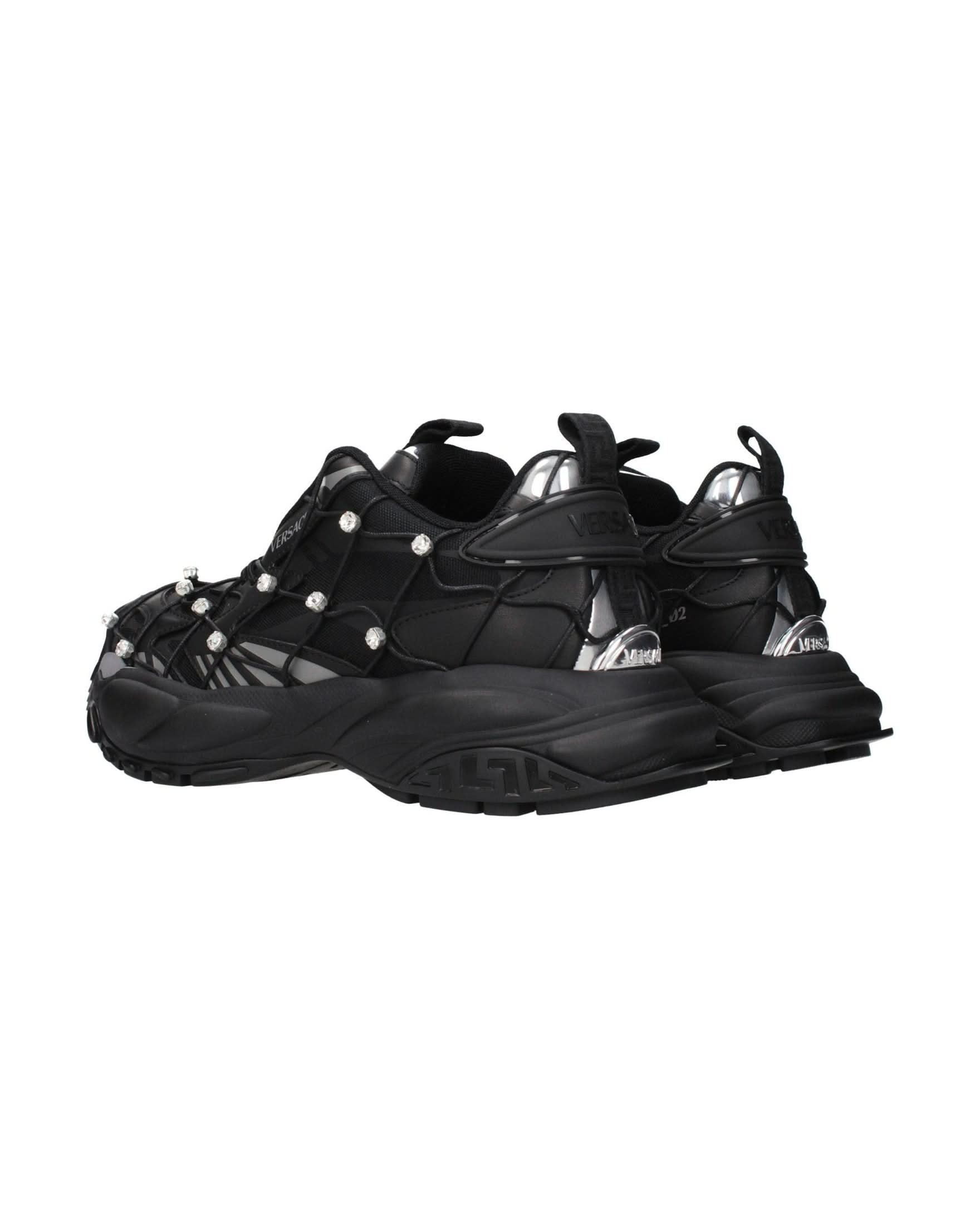 Versace Black Fabric Chunky Sneakers Glam Steals