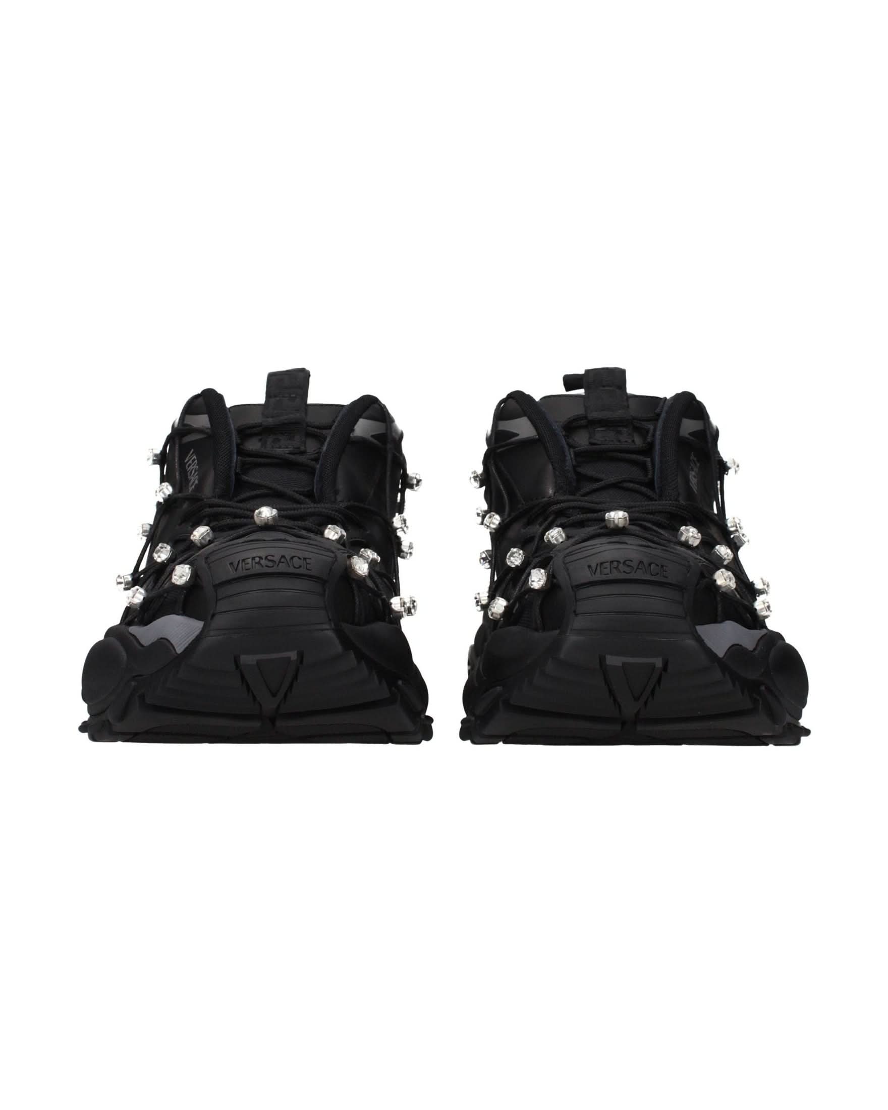 Versace Black Fabric Chunky Sneakers Glam Steals
