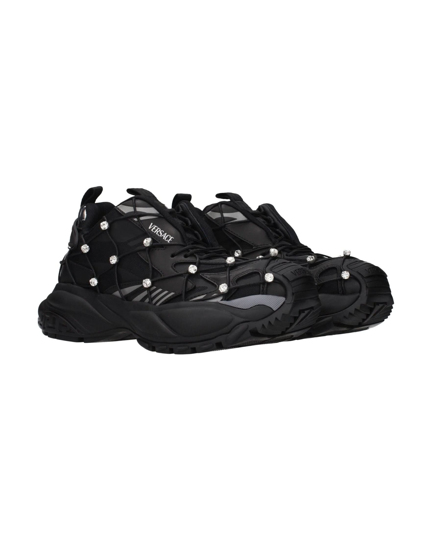 Versace Black Fabric Chunky Sneakers Glam Steals