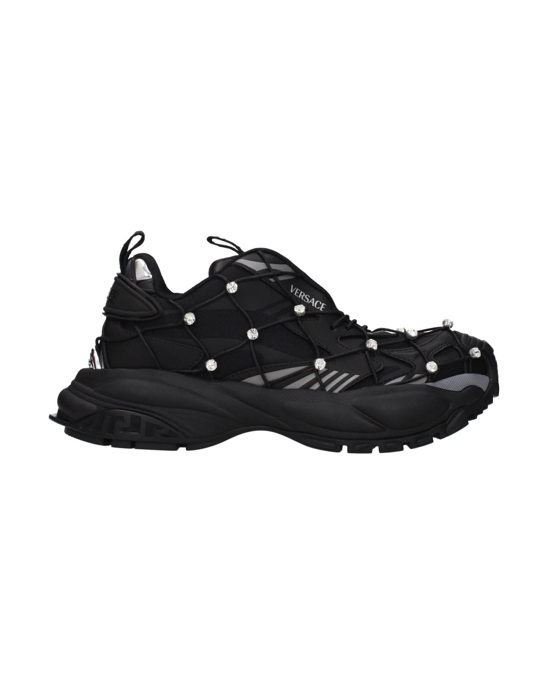 Versace Black Fabric Chunky Sneakers Glam Steals