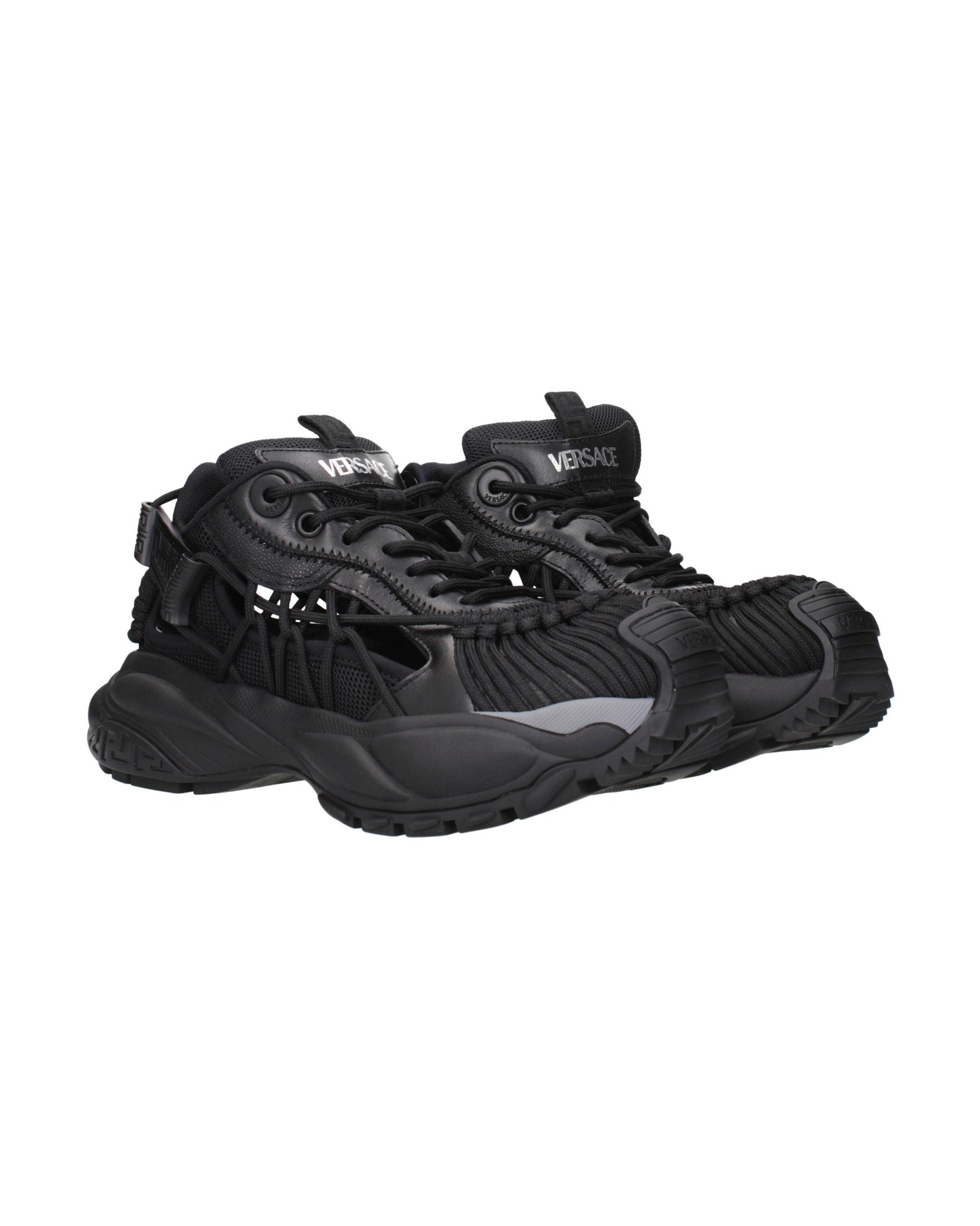 Versace Black Leather Athletic Sneakers Glam Steals