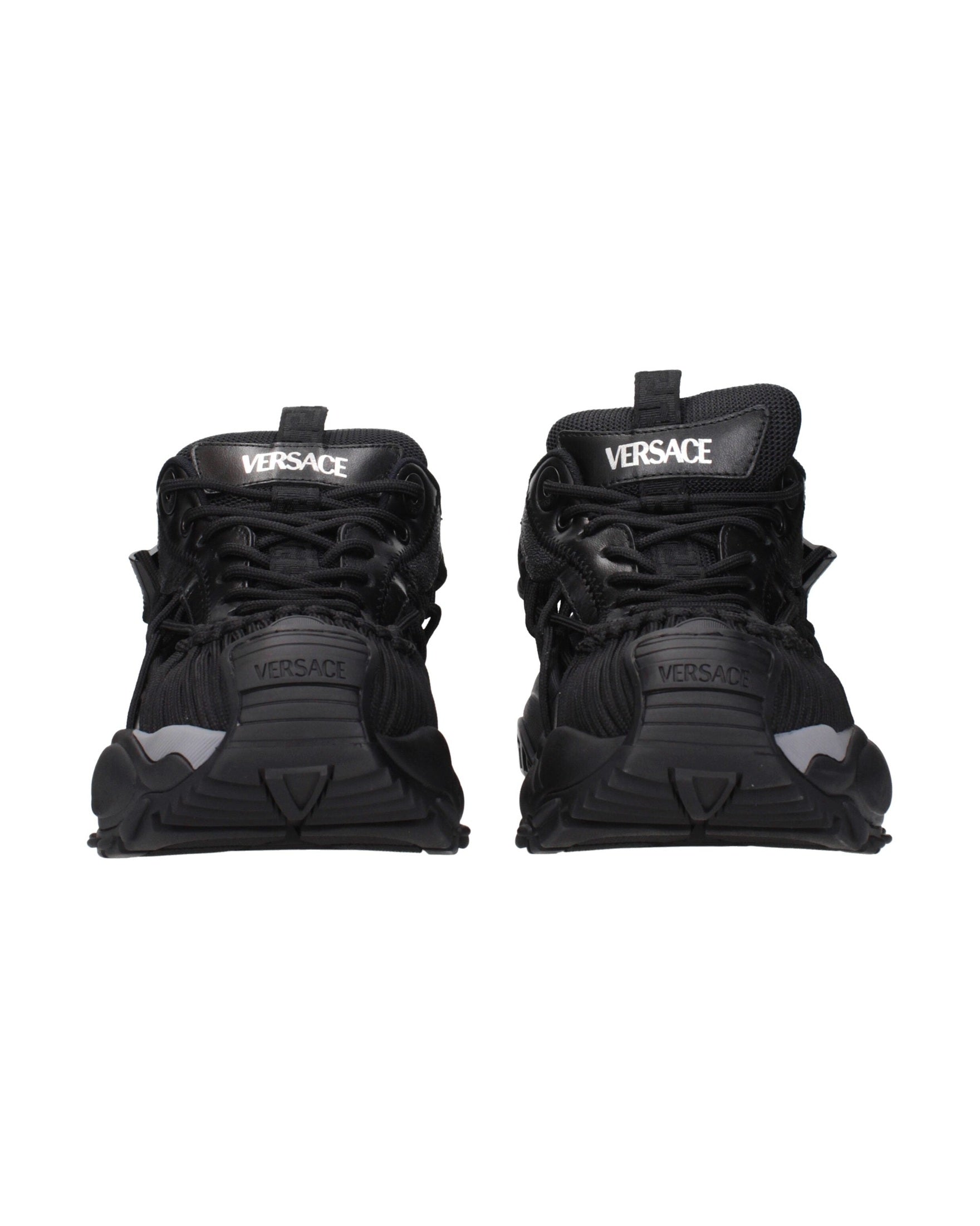 Versace Black Leather Athletic Sneakers Glam Steals