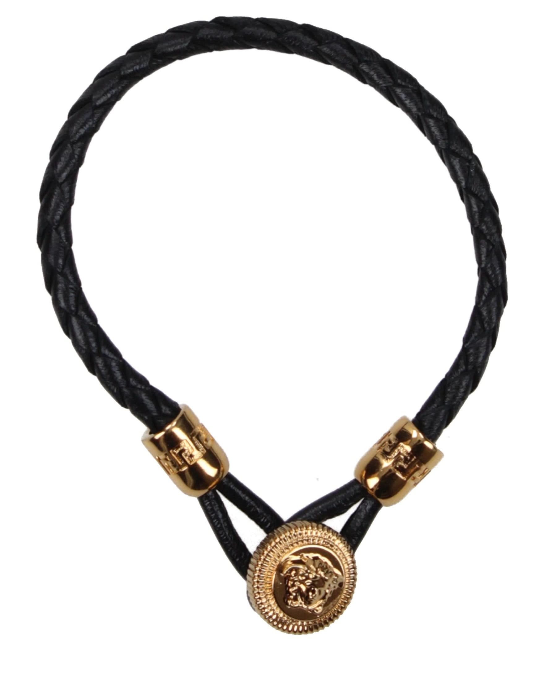 Versace Black Leather Bracelet Glam Steals