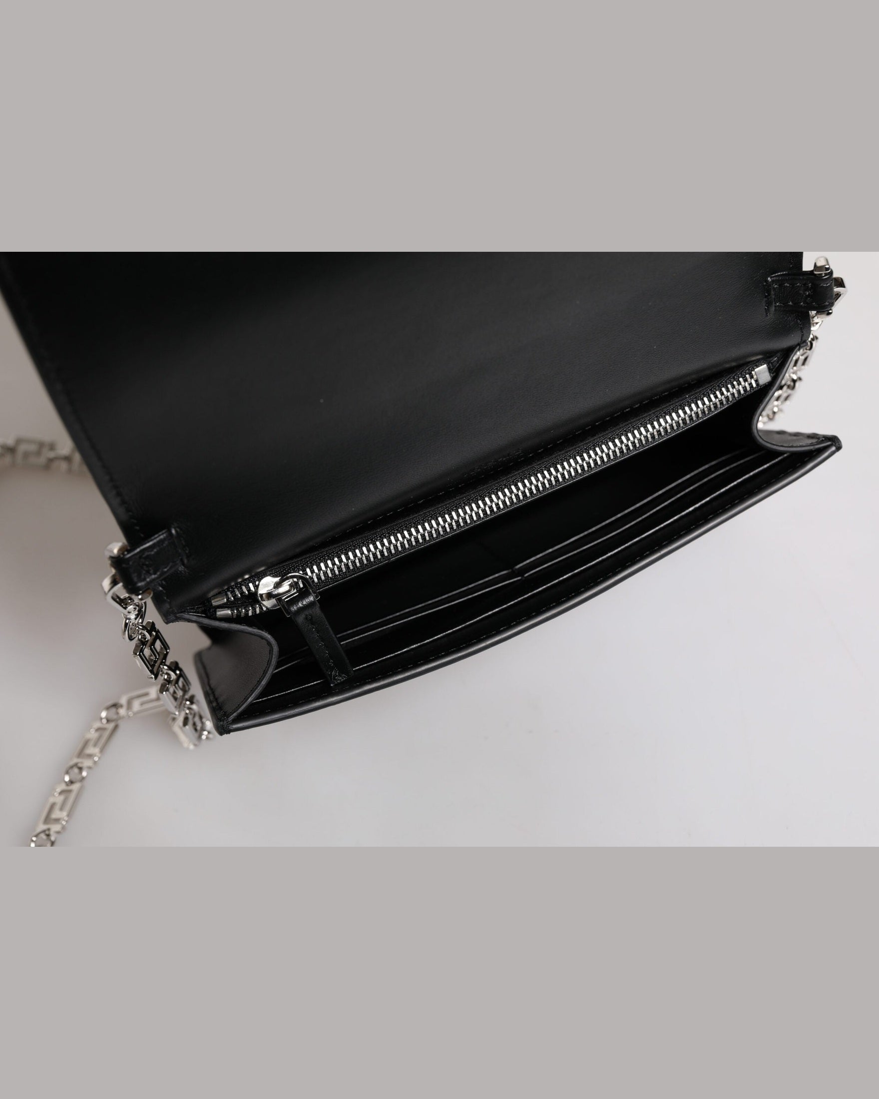 Versace Black Leather Calfskin Chain Strap Shoulder Crossbody Bag Glam Steals