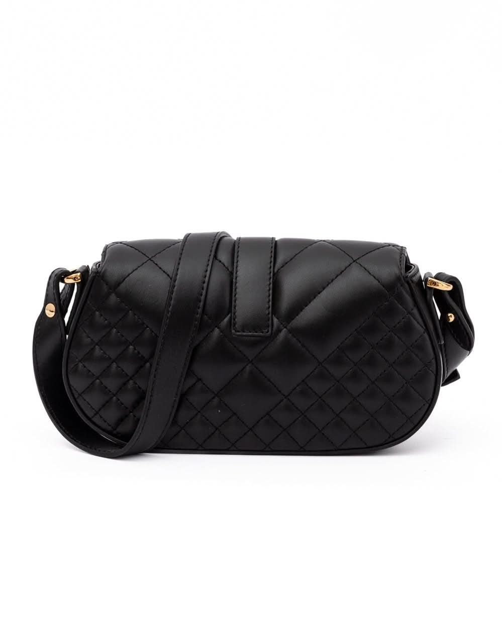 Versace Black Leather Quilted Shoulder Strap Bag Glam Steals