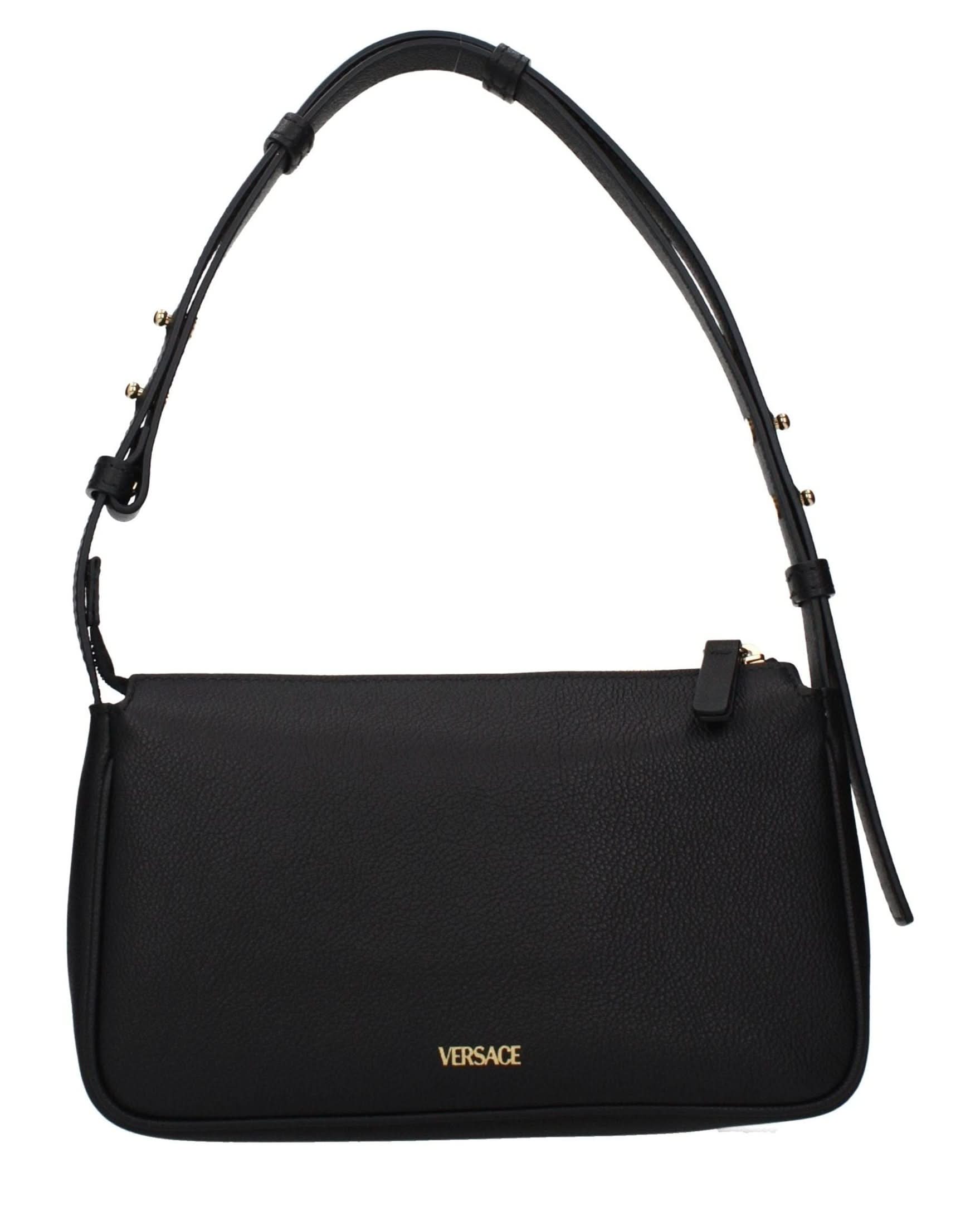 Versace Black Leather Shoulder Bag Glam Steals