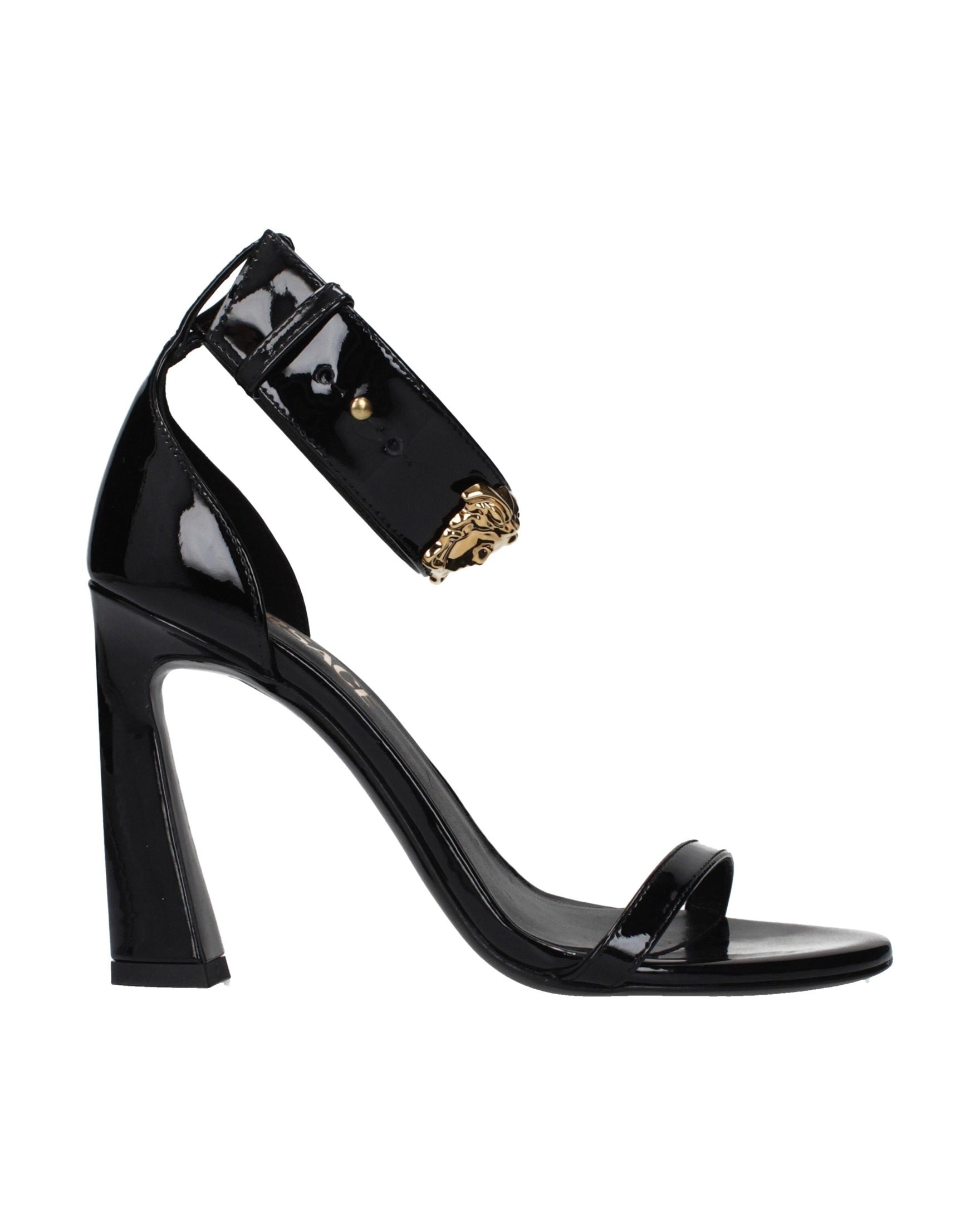 Versace Black Leather Stiletto Heel Sandals Glam Steals