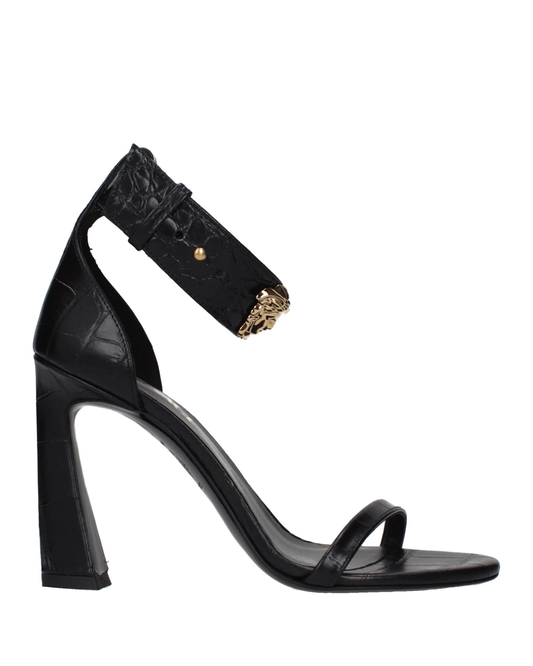 Versace Black Leather Stiletto Heel Sandals Glam Steals