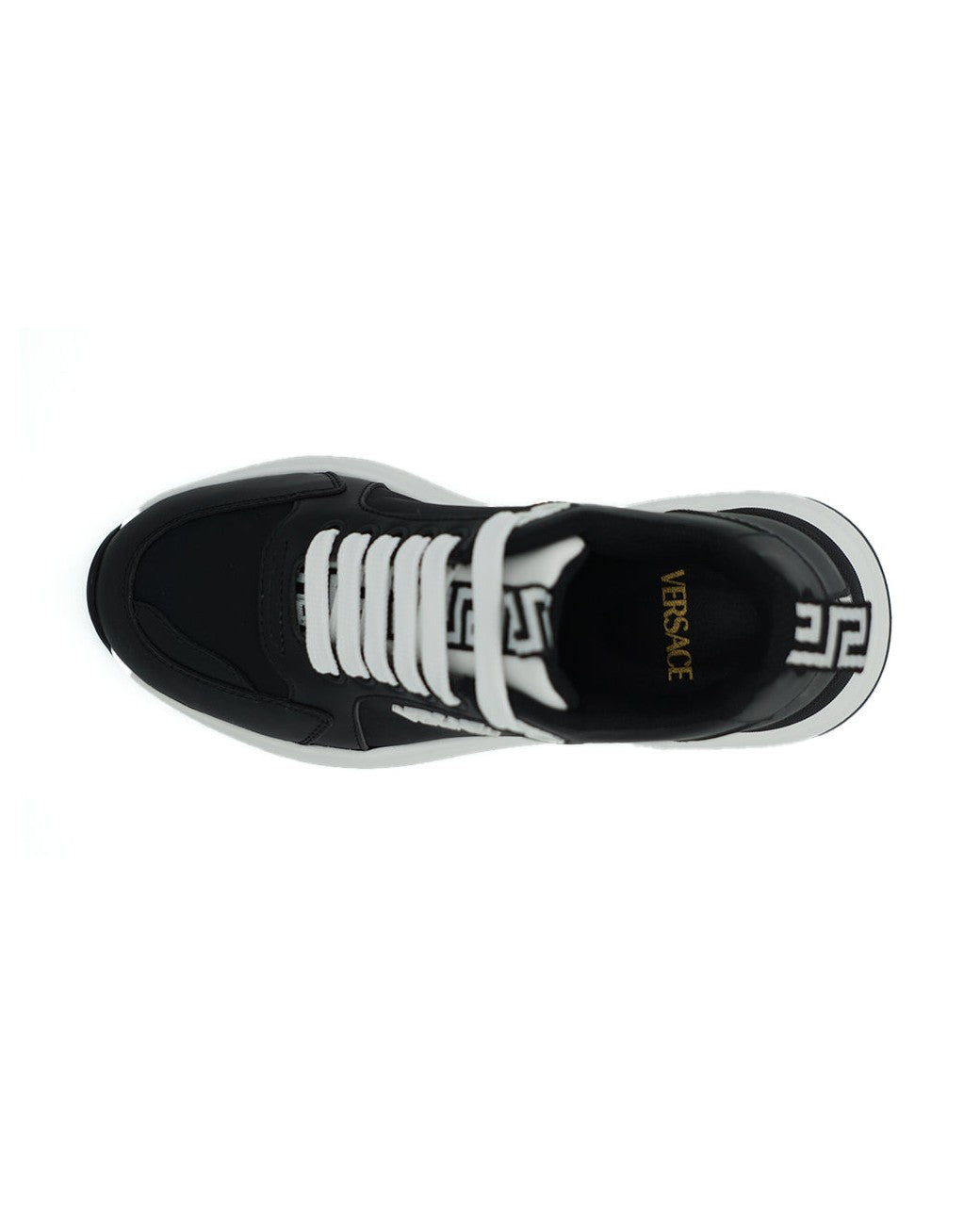 Versace Black and White Leather Calf Sneakers Glam Steals