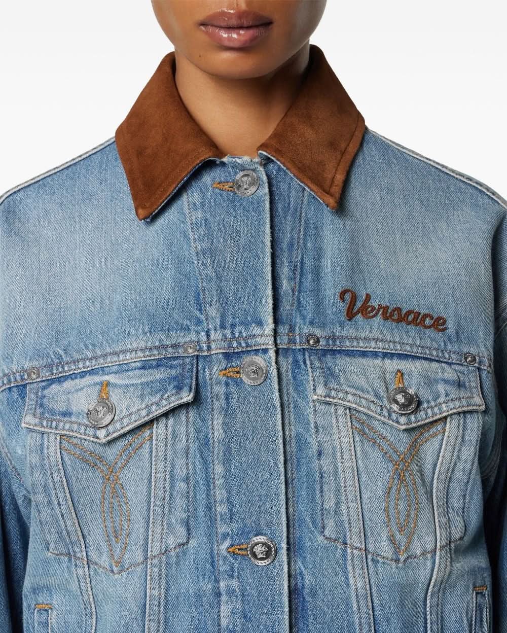 Versace Blue Coat Jackets