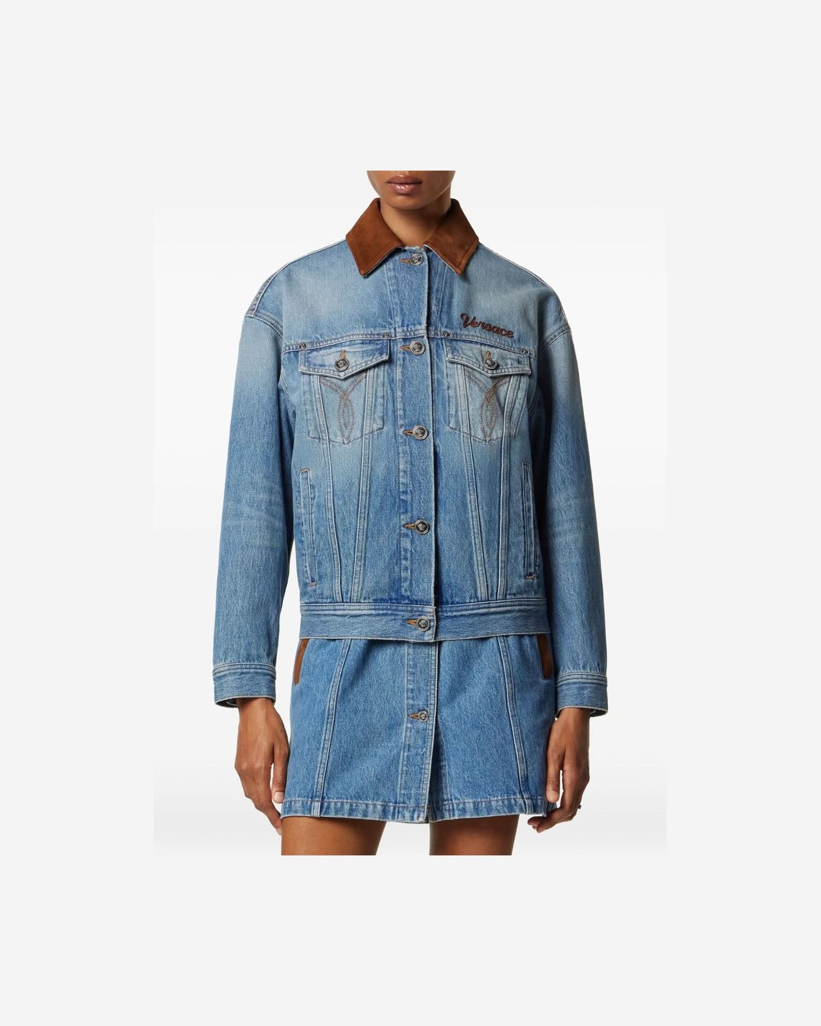 Versace Blue Coat Jackets