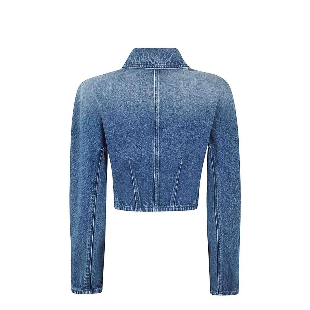 Versace Blue Cotton Jacket Glam Steals